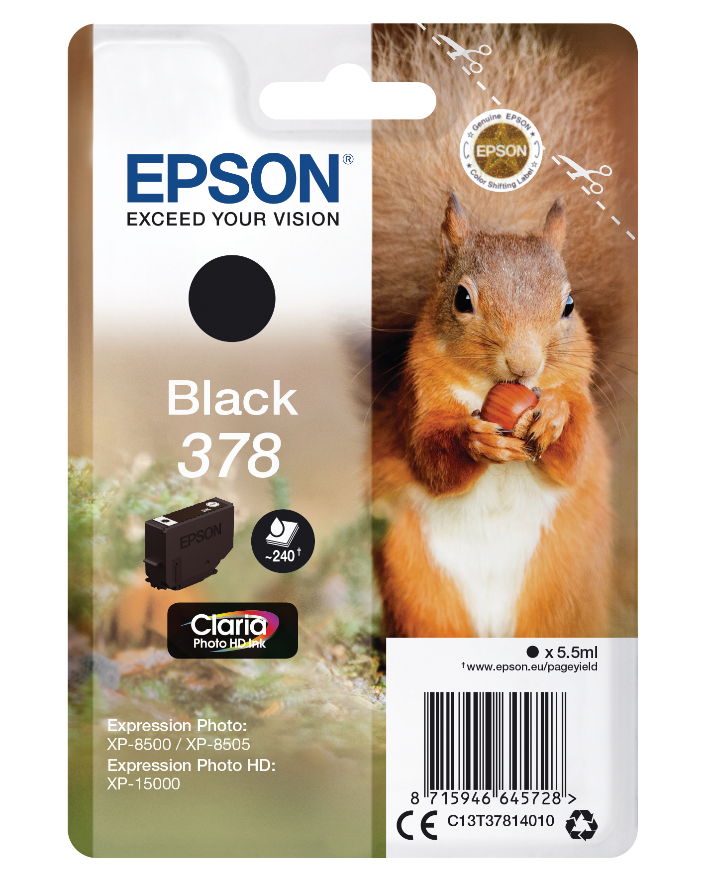 photo EPSON Cart. d'encre 378 noir T378140 XP-8500/8505/15000 240 pages