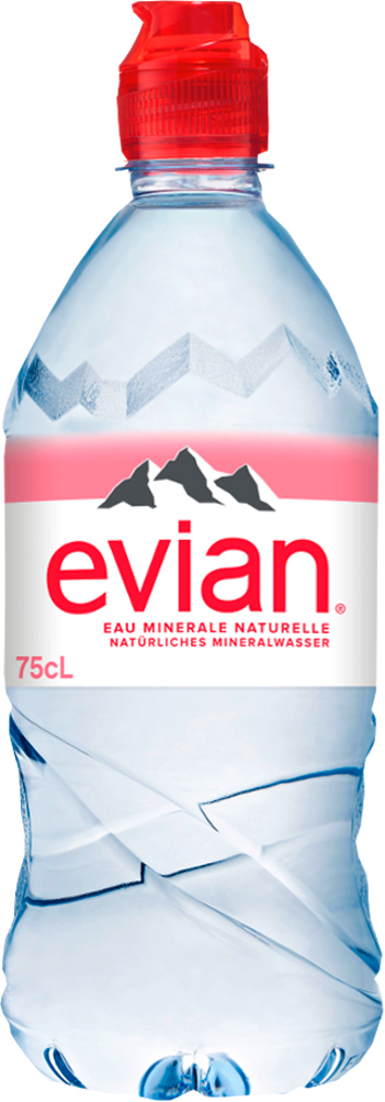 EVIAN Mineralwasser 75cl PET 8831 6 Stück, Sportcap