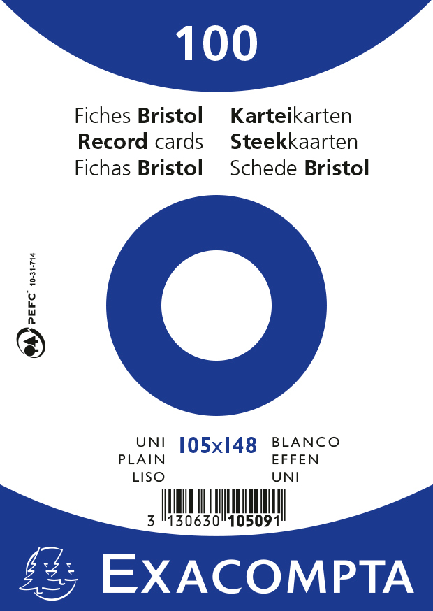 photo EXACOMPTA Fiches vierges A6 10509E blanc 100 pcs.