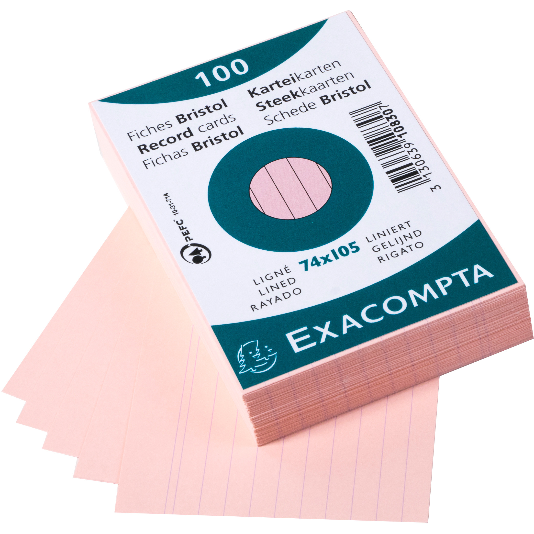 EXACOMPTA Cartes-fiches ligné A7 10830SE rosé 100 pcs.