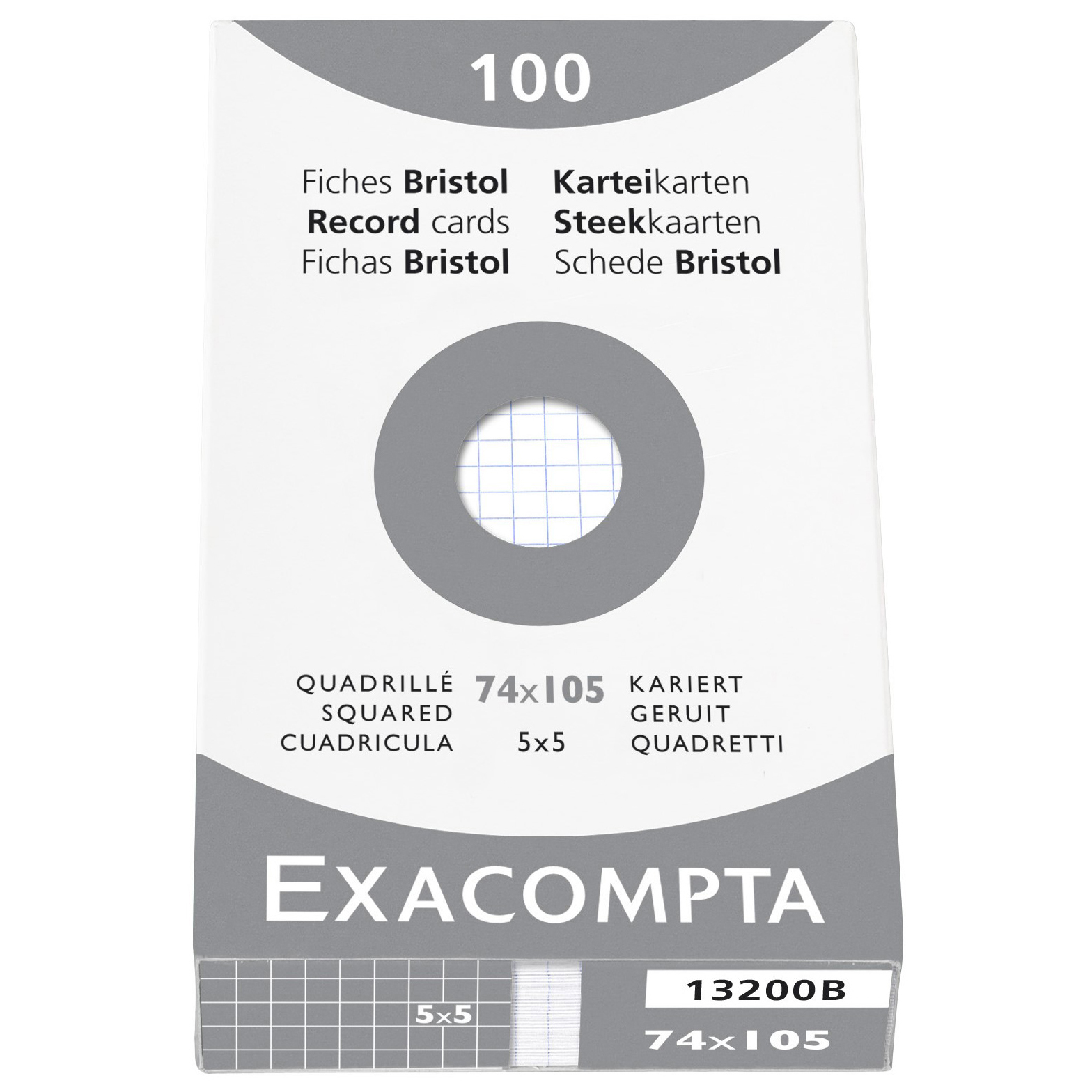 EXACOMPTA Cartes-fiches quadrill. 5mm A7 13200B blanc 100 pcs.