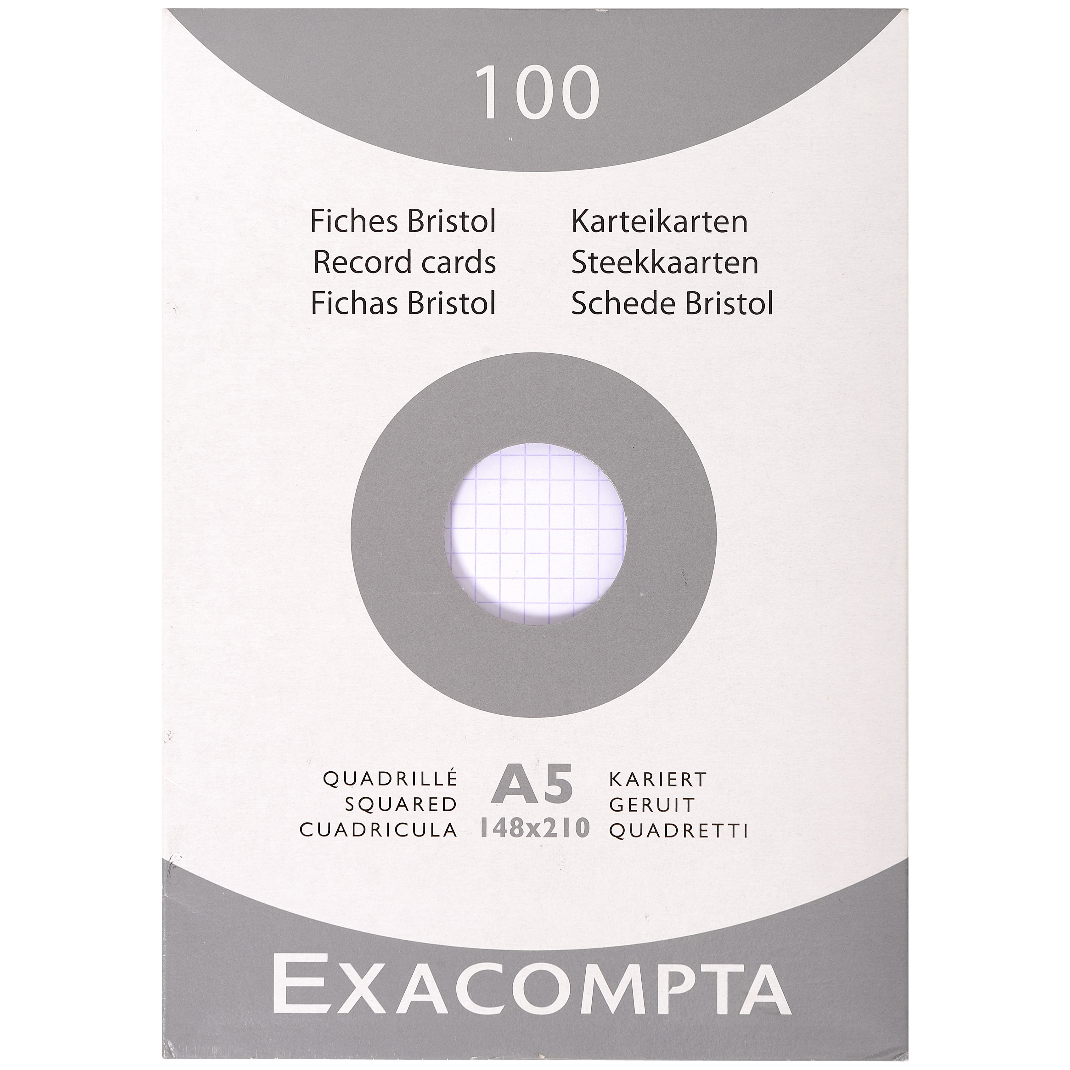 EXACOMPTA Cartes-fiches quadrill. 5mm A5 13208E blanc 100 pcs.