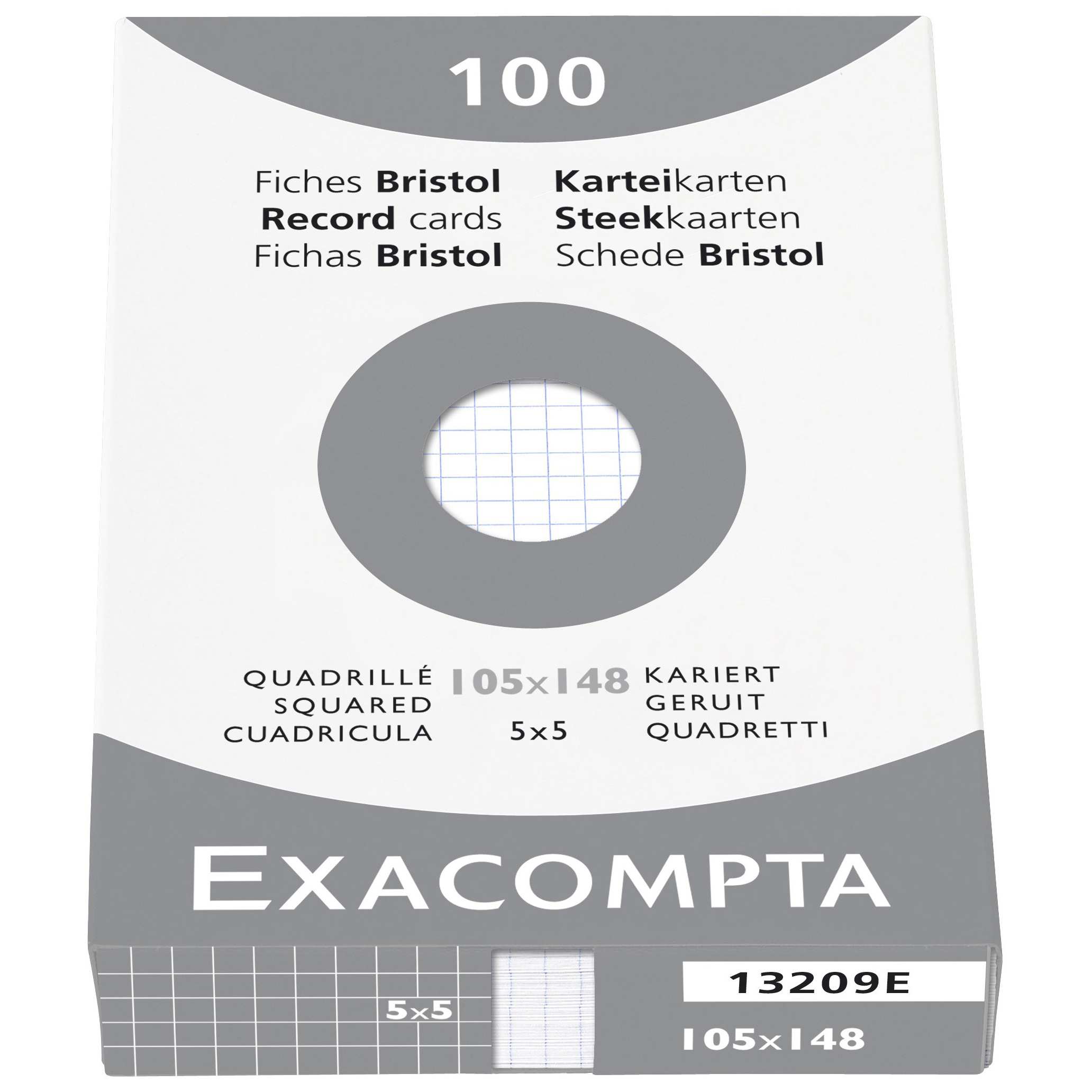 EXACOMPTA Cartes-fiches quadrill. 5mm A6 13209E blanc 100 pcs.