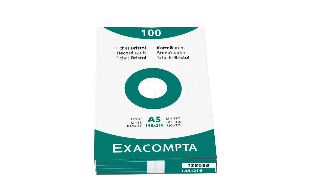 EXACOMPTA Cartes-fiches ligné A5 13808B blanc 100 pcs.