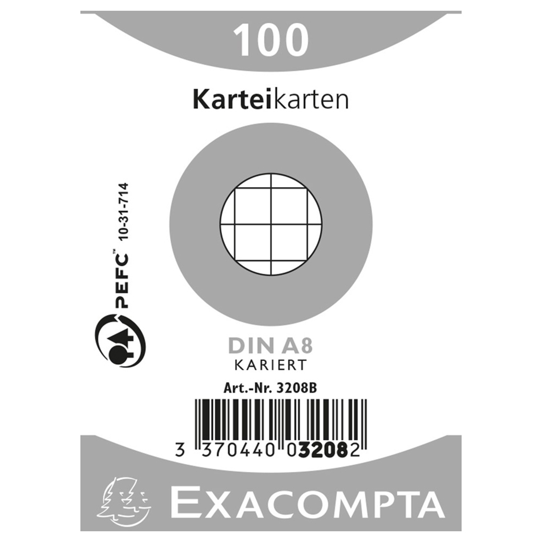EXACOMPTA Cartes-fiches quadrill. 5mm A8 3208B blanc 100 pcs.