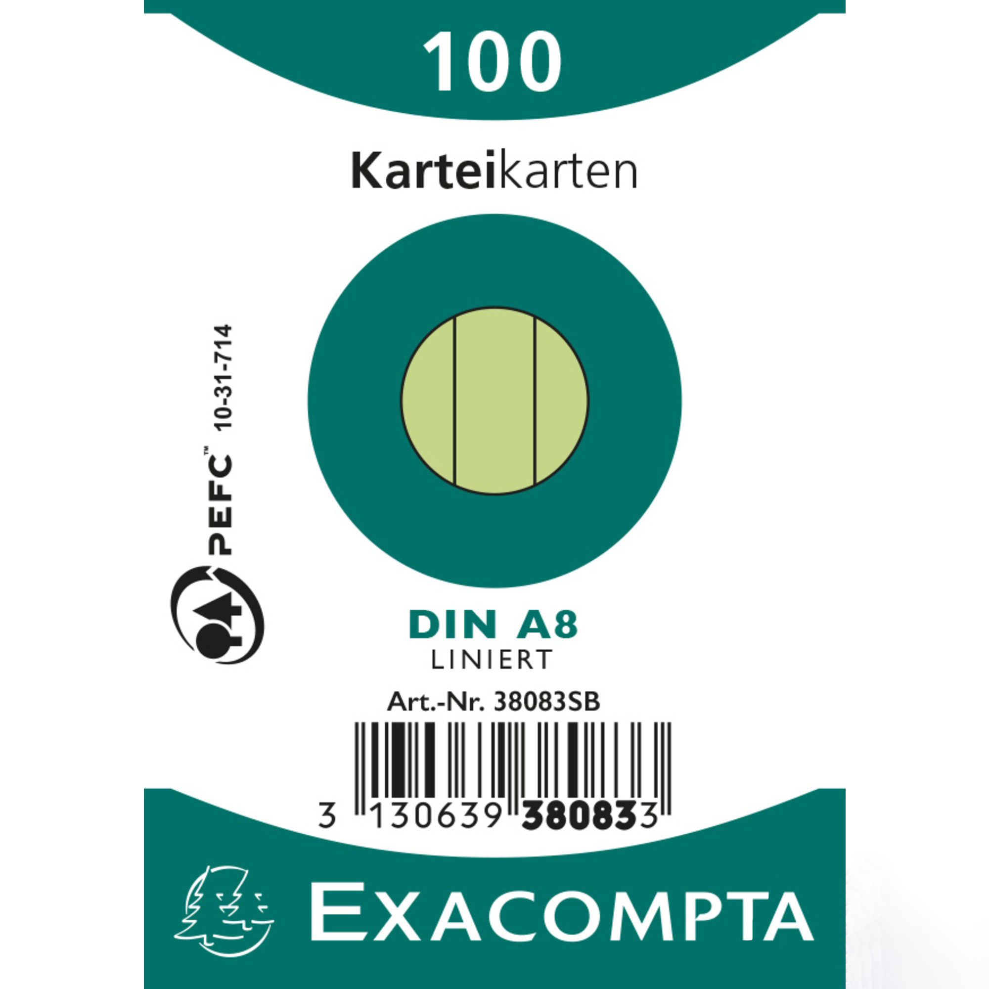 EXACOMPTA Cartes-fiches ligné A8 38083SB vert 100 pcs.