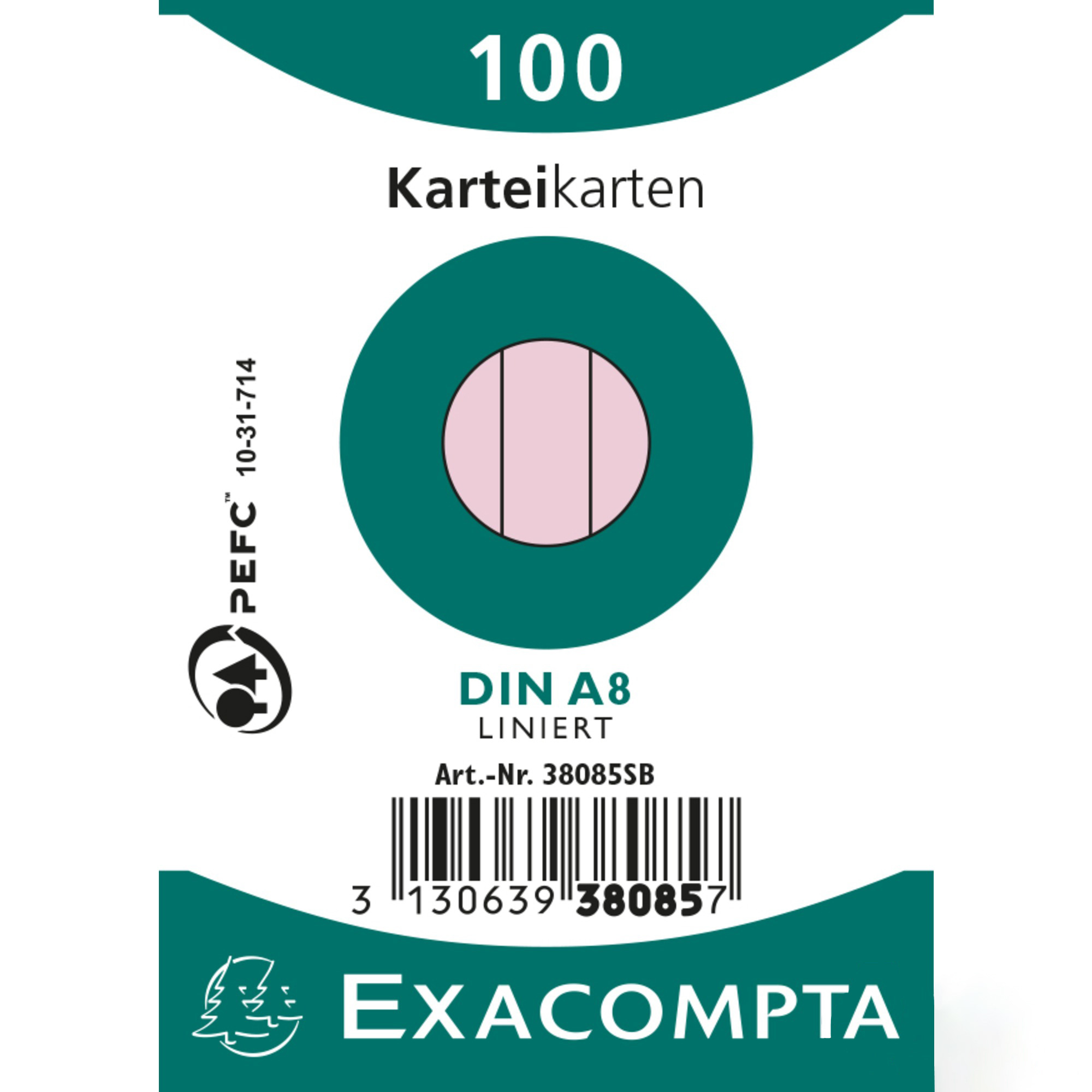 EXACOMPTA Cartes-fiches ligné A8 38085SB rosé 100 pcs.