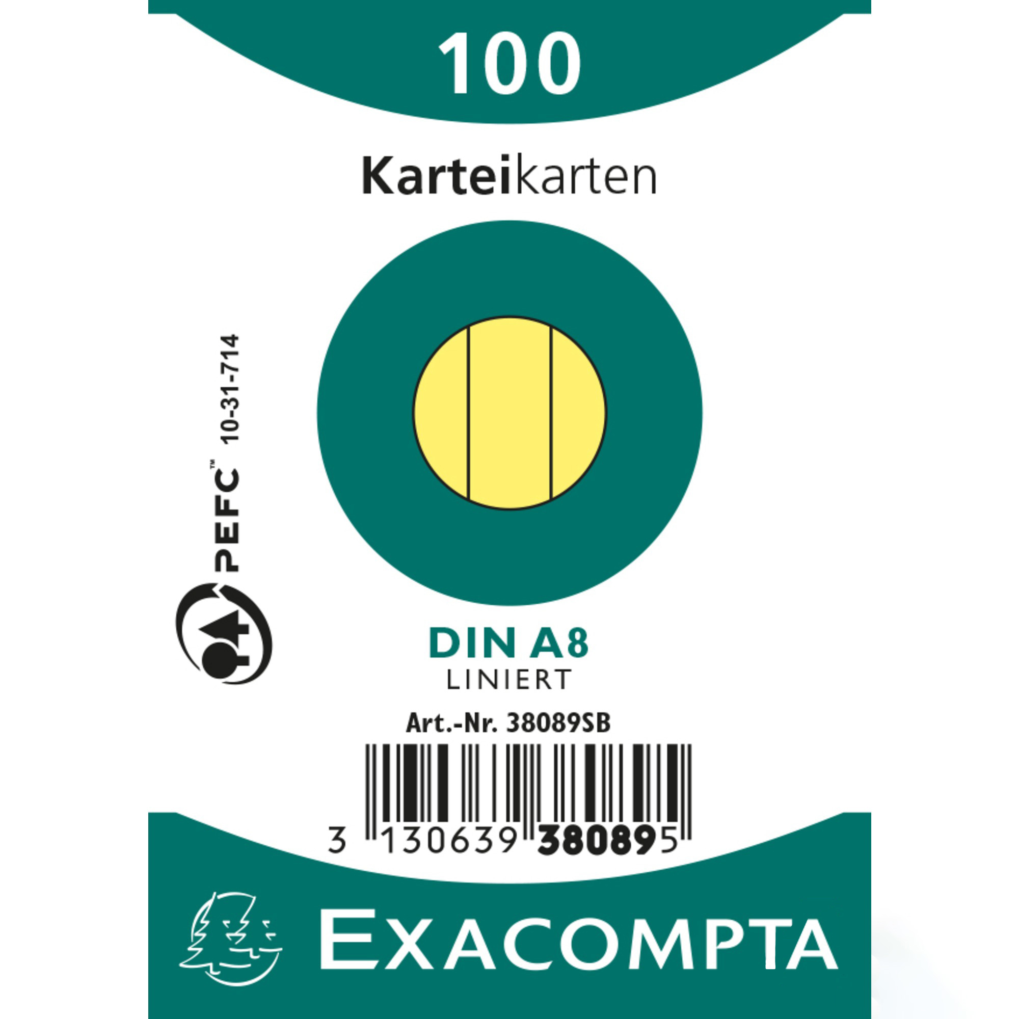 EXACOMPTA Cartes-fiches ligné A8 38089SB jaune 100 pcs.