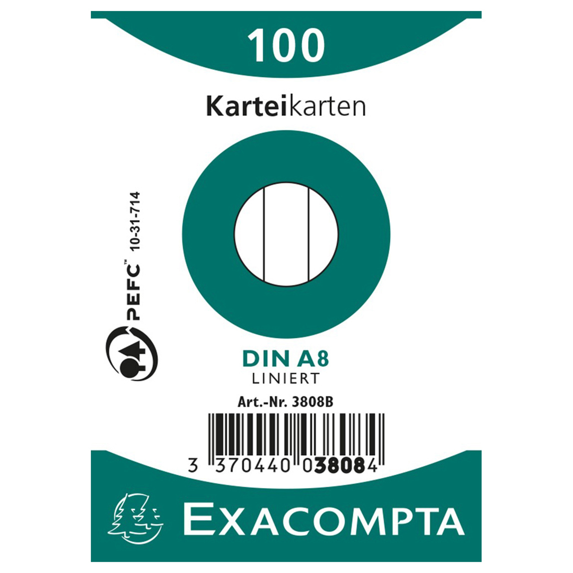 EXACOMPTA Cartes-fiches ligné A8 3808B blanc 100 pcs.