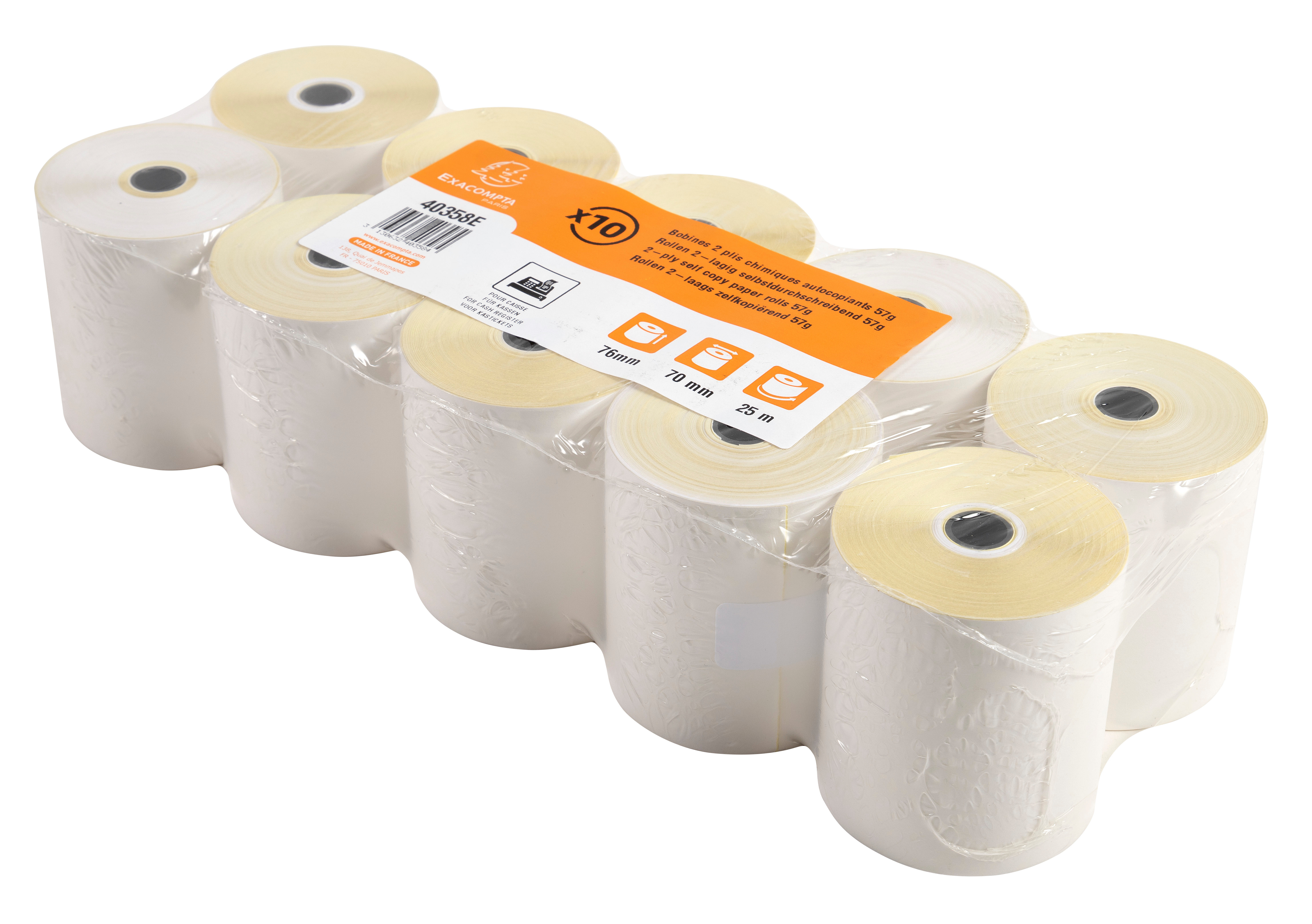 EXACOMPTA Rouleau thermo papier 10pcs. 40358E 76x70mmx25m pour caisse