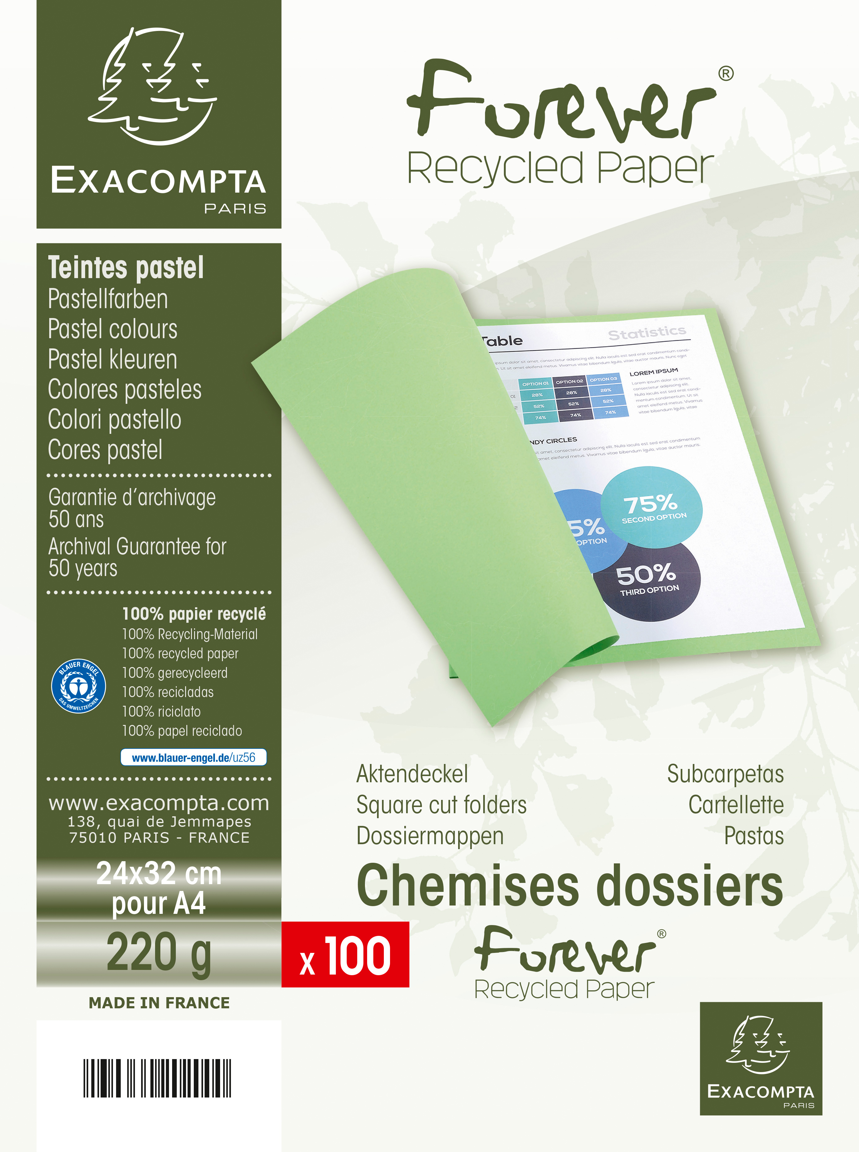 EXACOMPTA Couvercle dossier 410002E sand, 100 pcs. sand, 100 pcs.