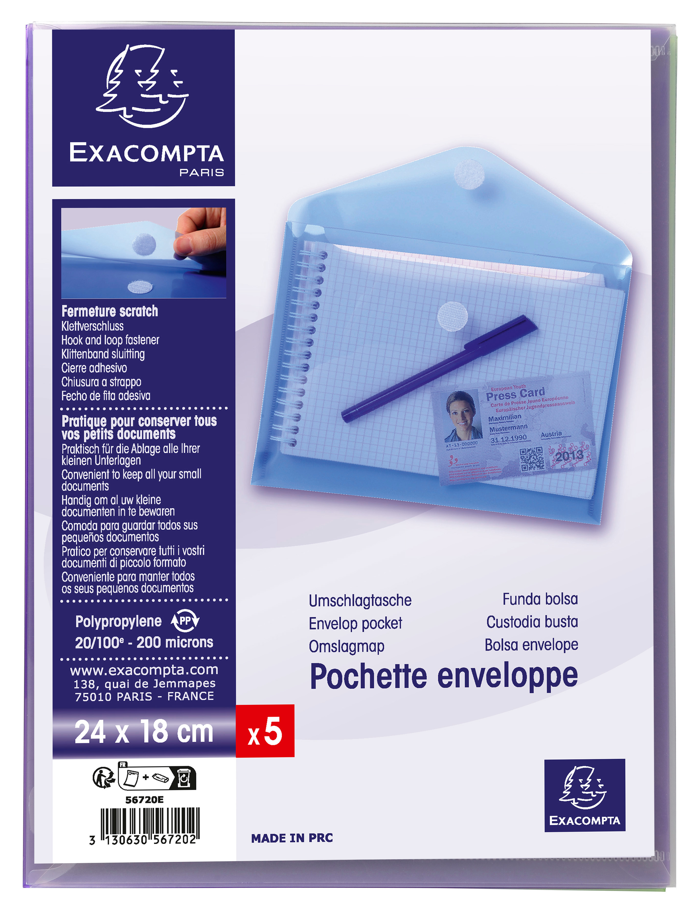 EXACOMPTA Porte-documents A5 56720E PP, assorti