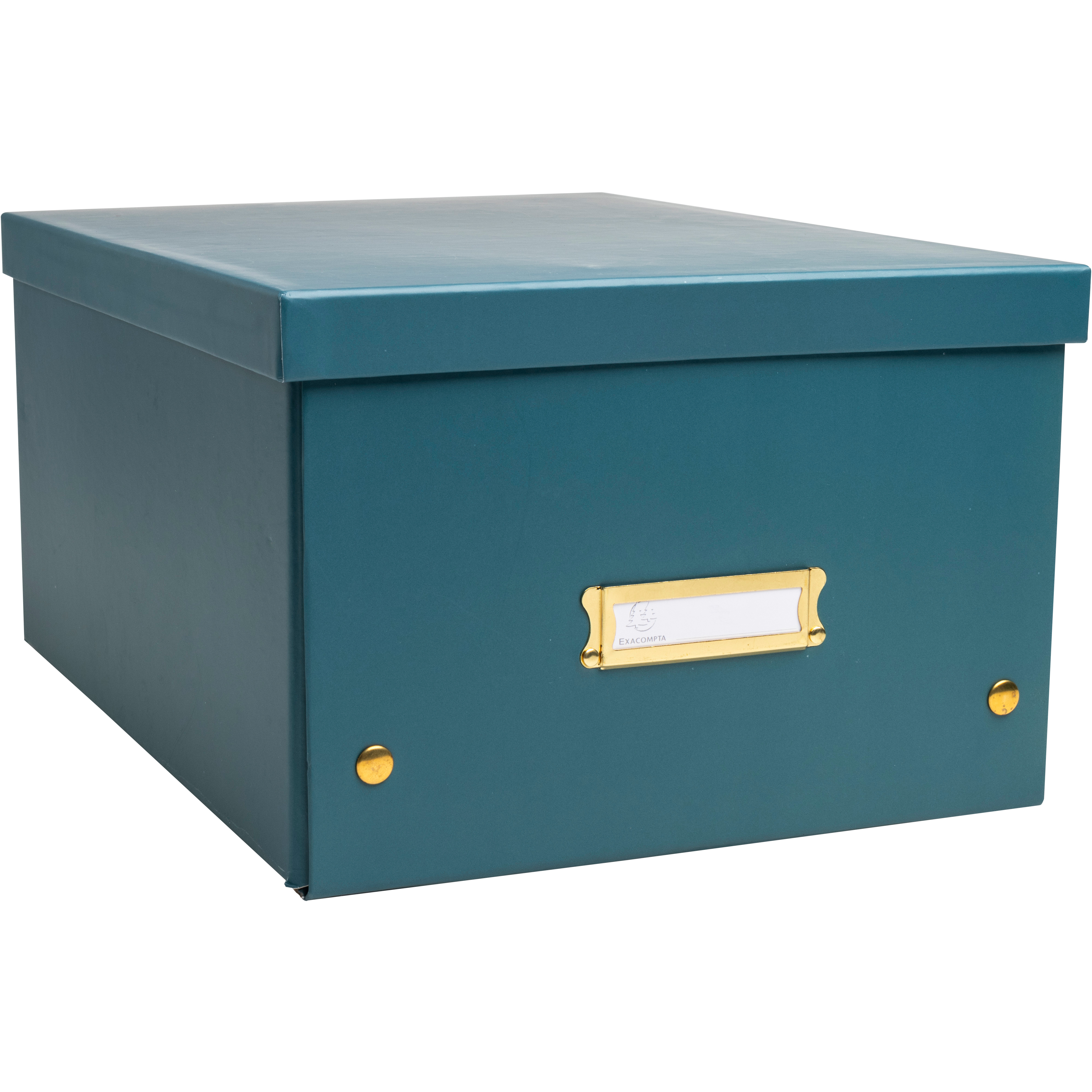photo EXACOMPTA Boîte de rangement Neo Deco 62353E bleu canard, A4+ 27x36x19cm