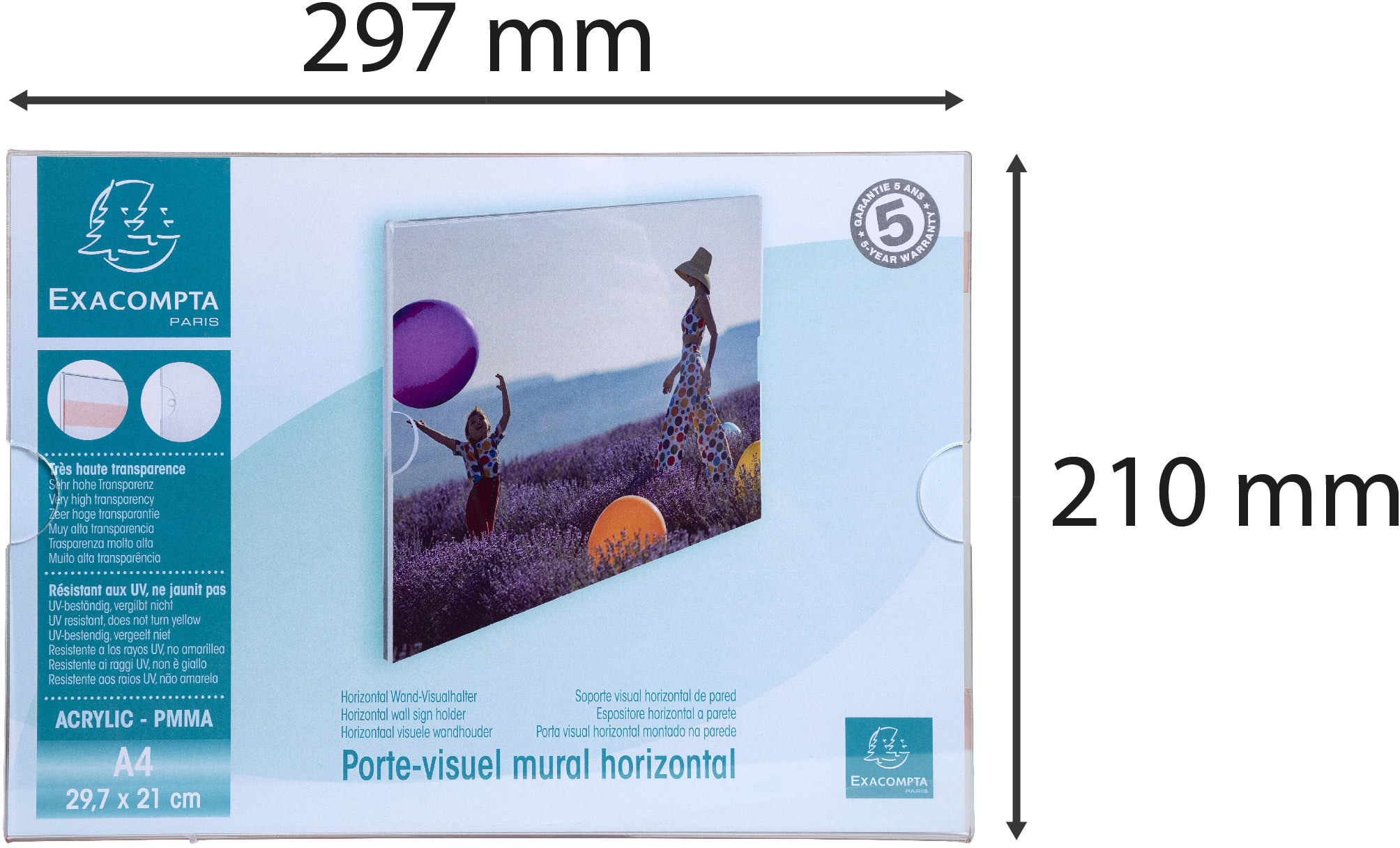 EXACOMPTA Pochette murale A4 84858QD transparent horizontal