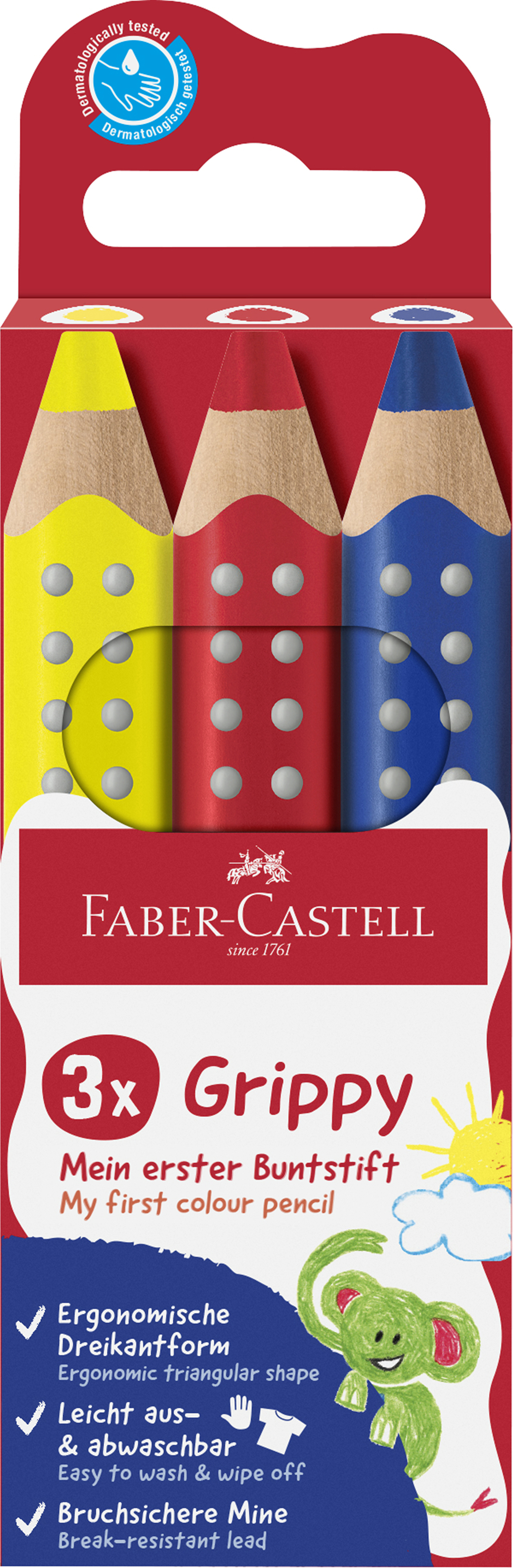 photo FABER-CASTELL Crayons de couleur Grippy 110707 3 couleurs
