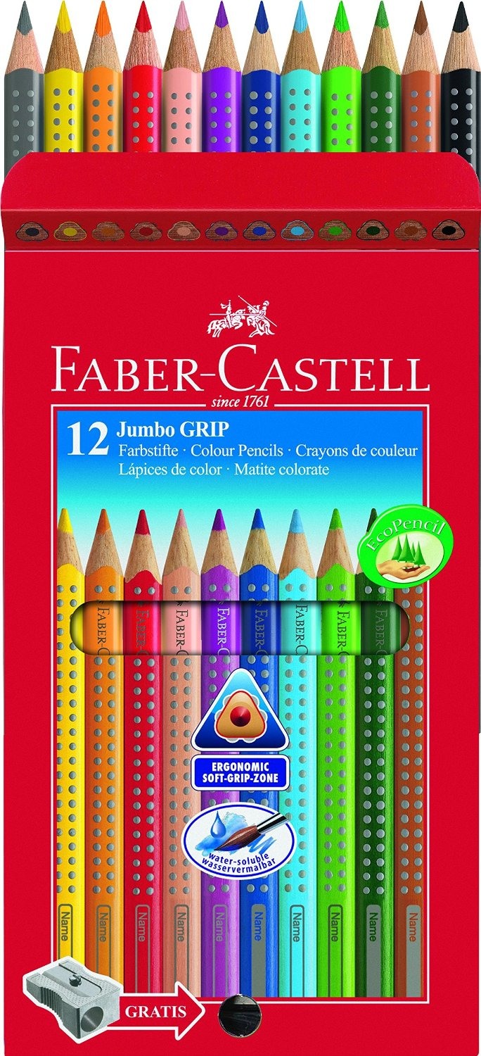 FABER-CASTELL Crayons couleur Jumbo GRIP 110912 12 couleurs