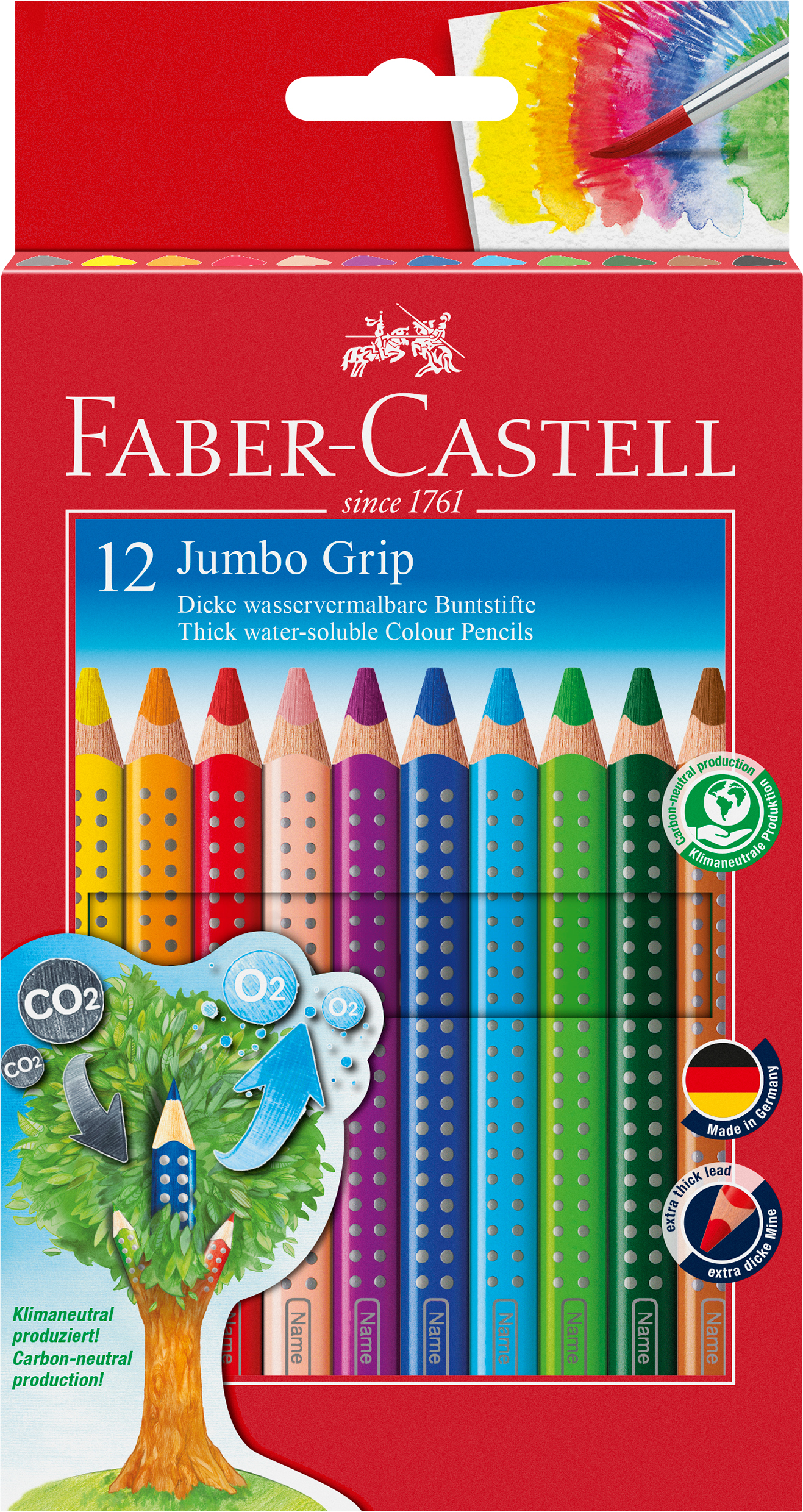 FABER-CASTELL Crayons couleur Jumbo GRIP 110912 12 couleurs