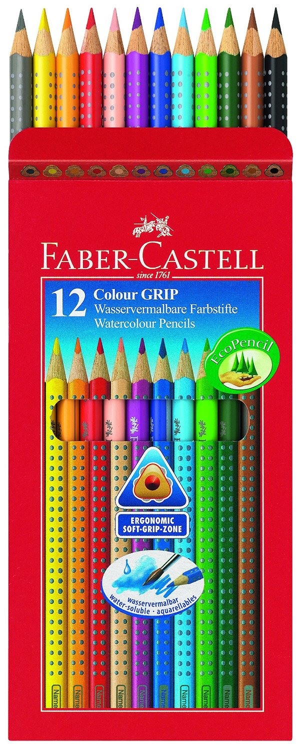 FABER-CASTELL Crayons colour GRIP 112412 12 couleurs