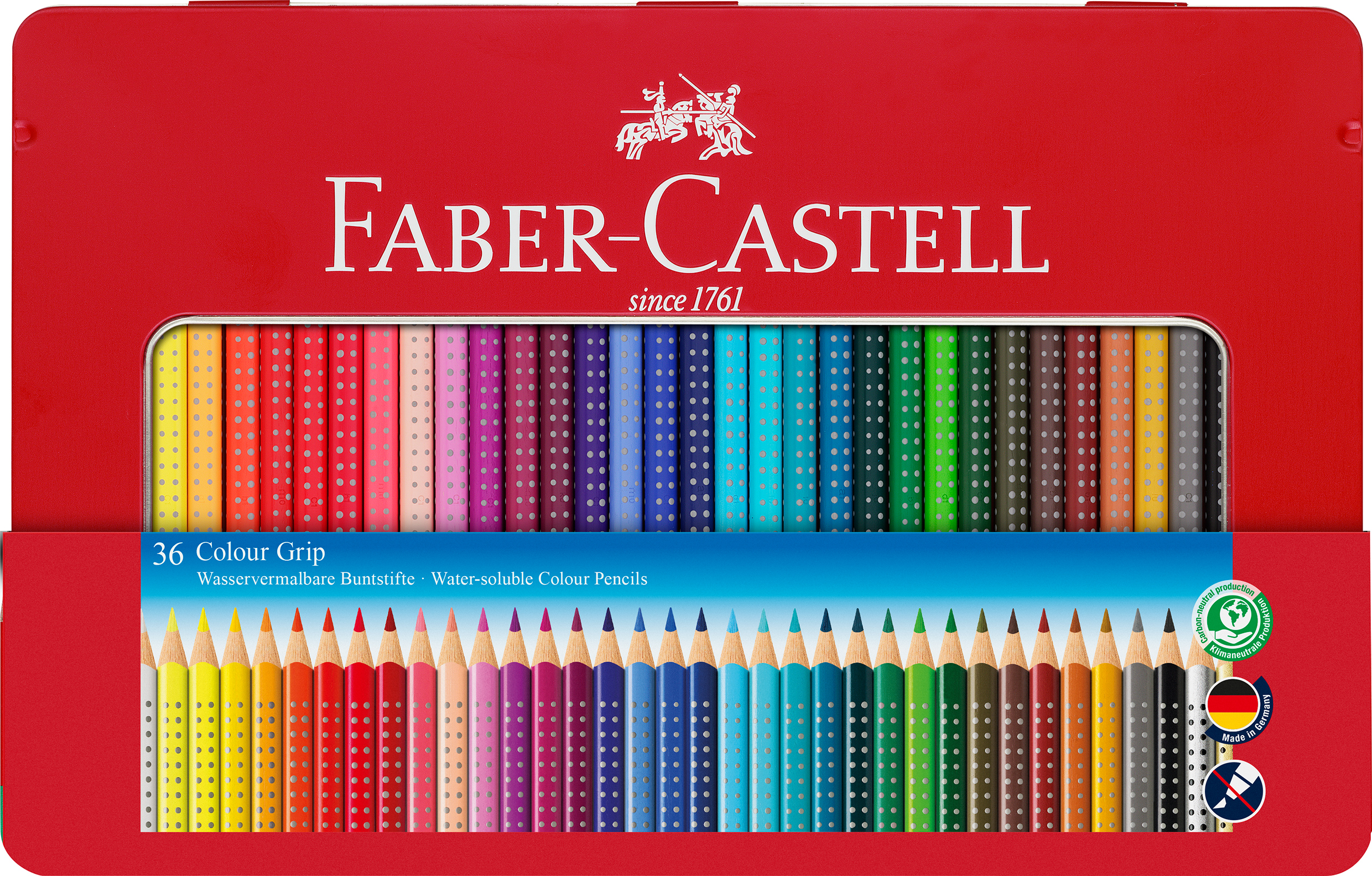 FABER-CASTELL Crayon de couleur Colour Grip 112435 36 couleurs étui en métal