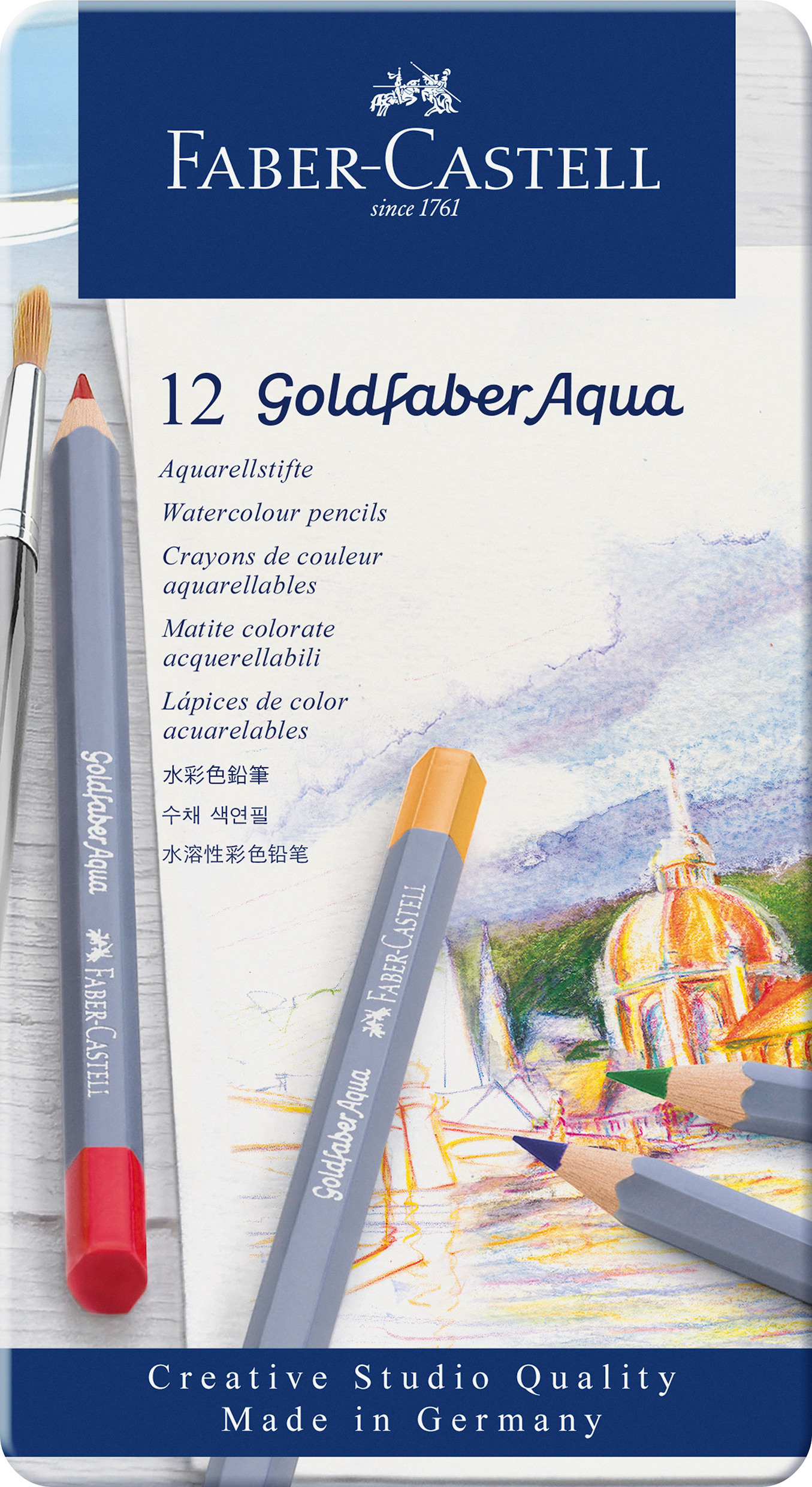 FABER-CASTELL Goldfaber crayon aquarelle 114612 boîte métal à 12 pcs.