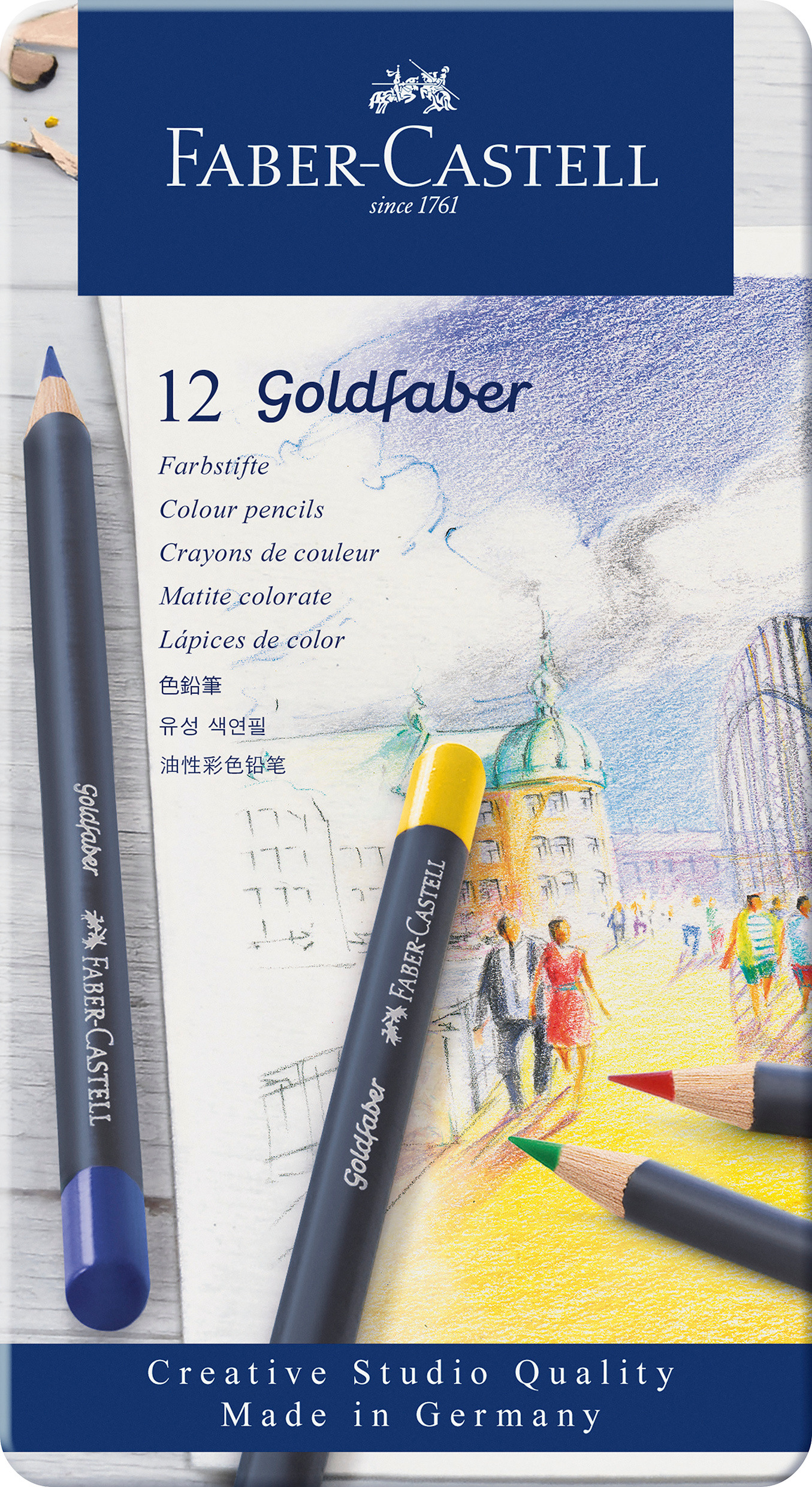 FABER-CASTELL Goldfaber crayon de couleur 114712 boîte métal à 12 pcs.