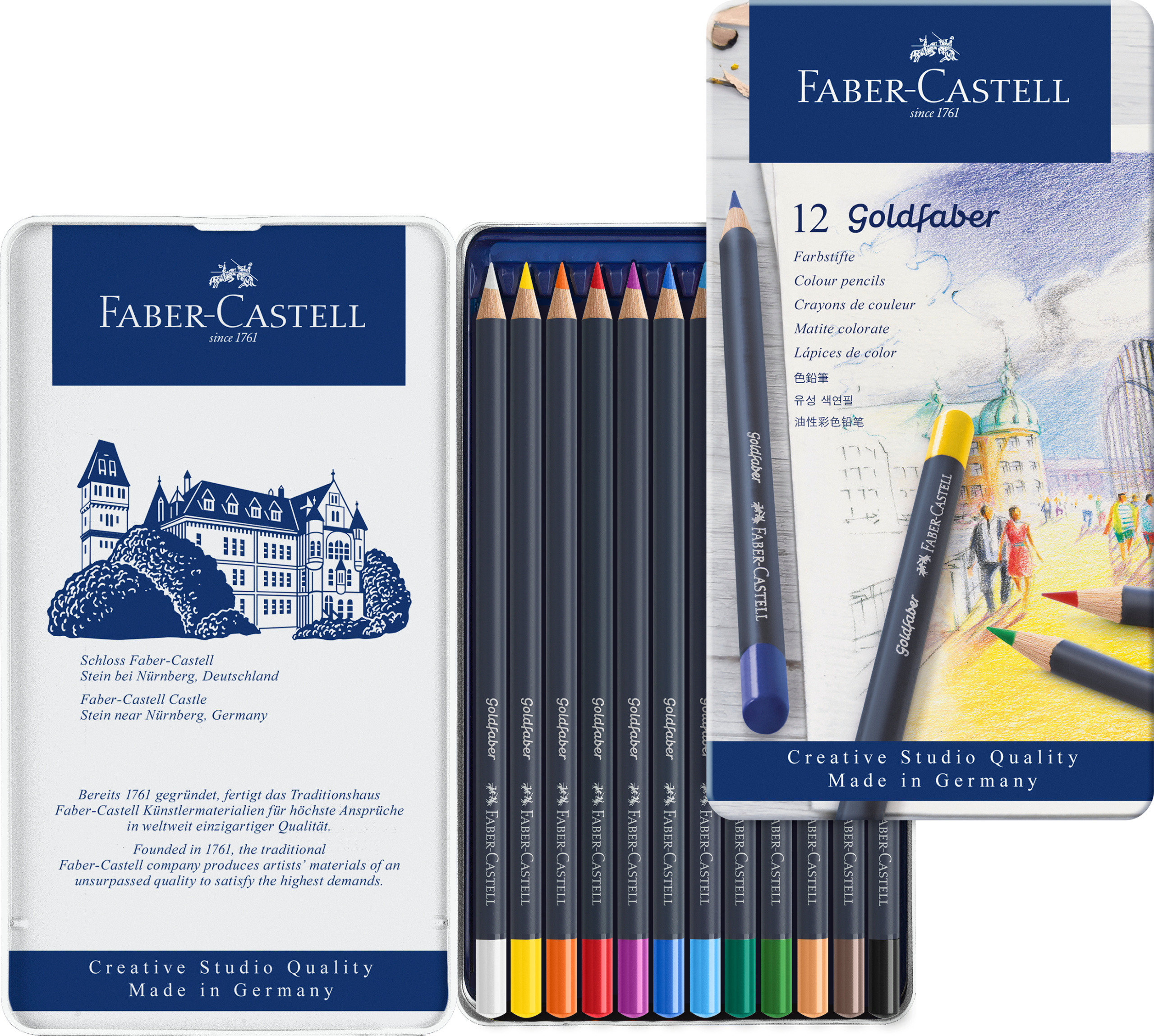 FABER-CASTELL Goldfaber crayon de couleur 114712 boîte métal à 12 pcs.
