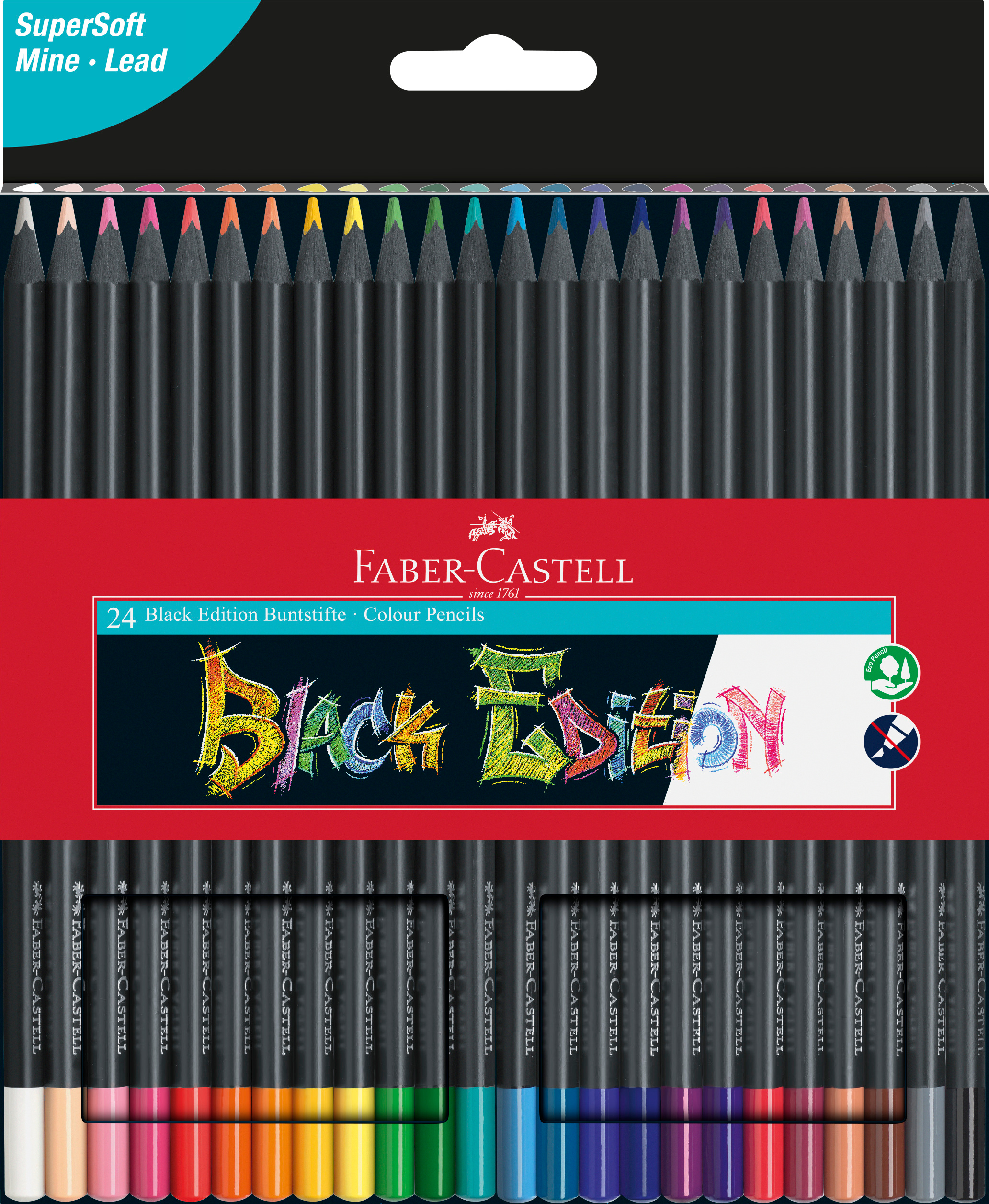 FABER-CASTELL Crayon de couleur Black 116424 Couleurs neon ass. 24 pcs. Couleurs neon ass. 24 pcs.