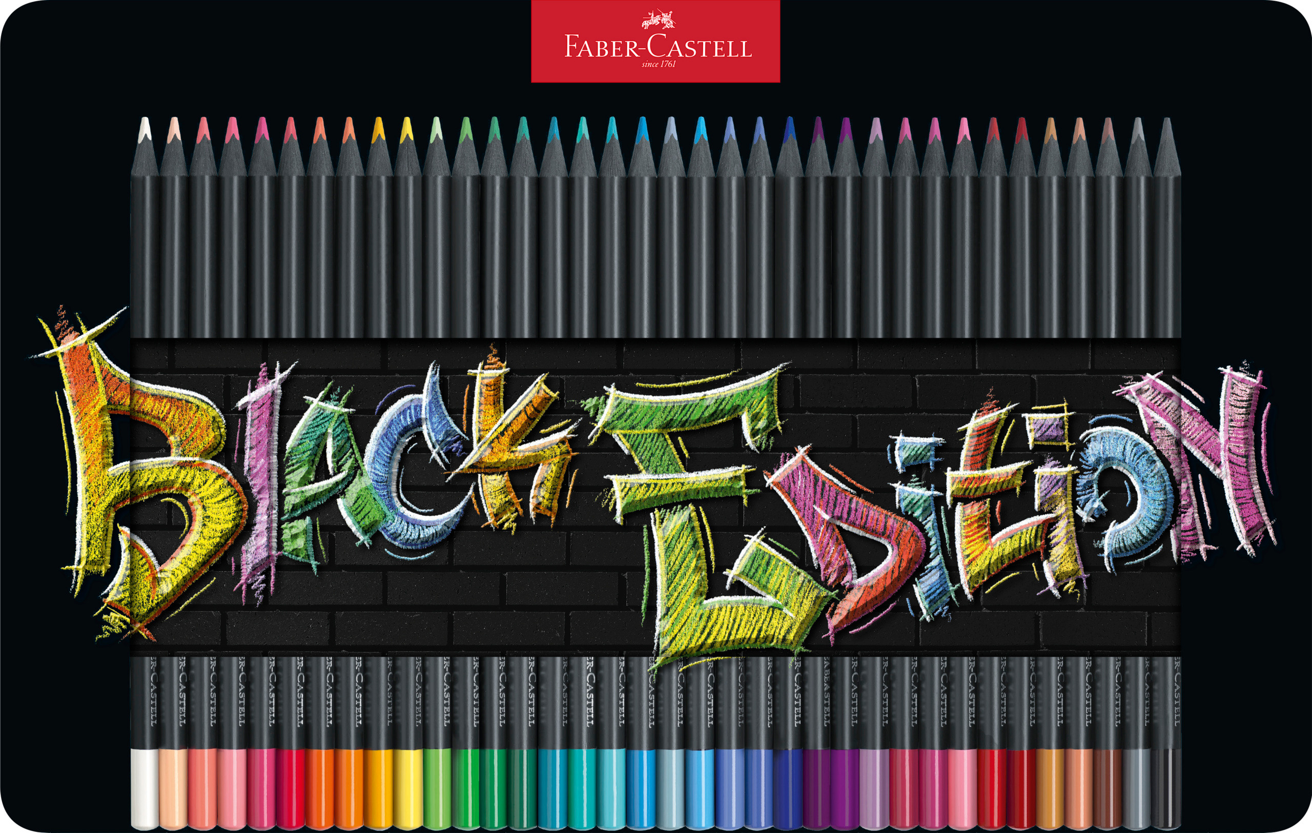 FABER-CASTELL Crayon Black Edition 116437 36 couleurs, boîte métal