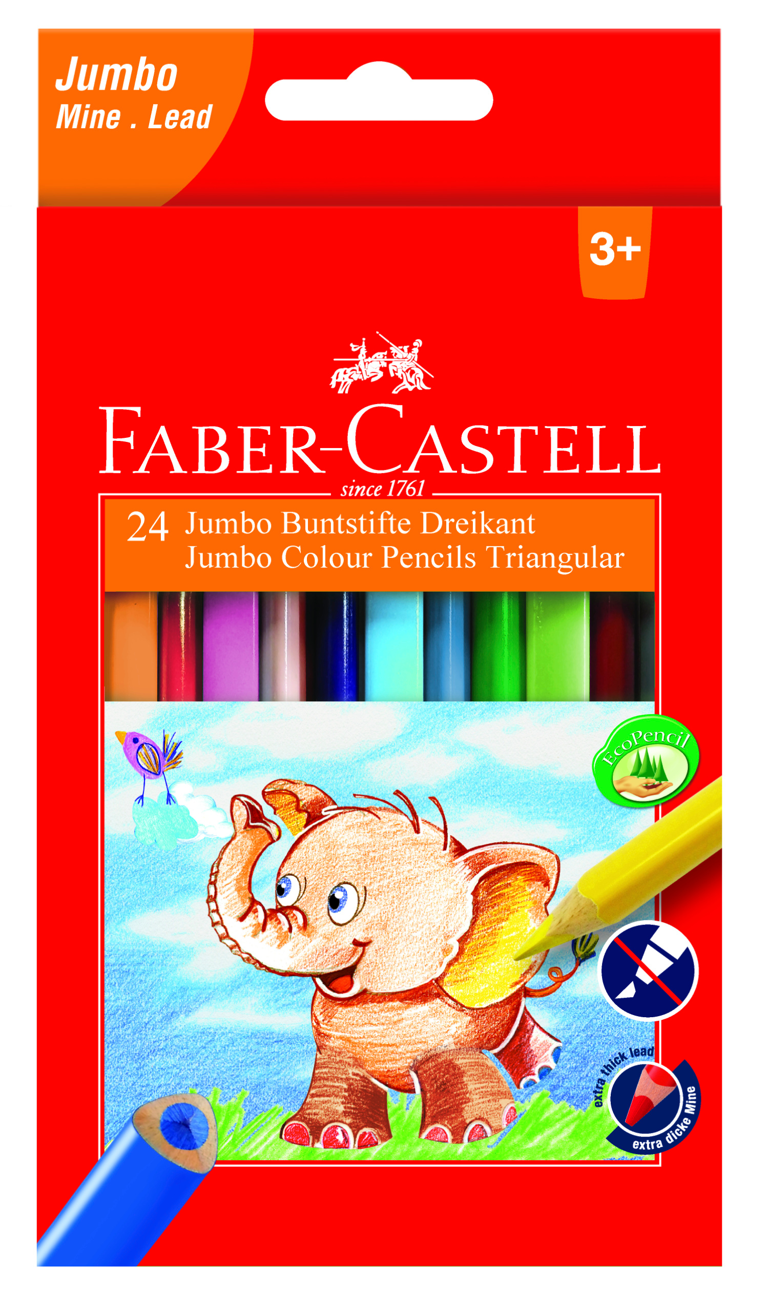 FABER-CASTELL Crayon Jumbo triangulaires 116524 24 pcs., 5,4mm 24 pcs., 5,4mm
