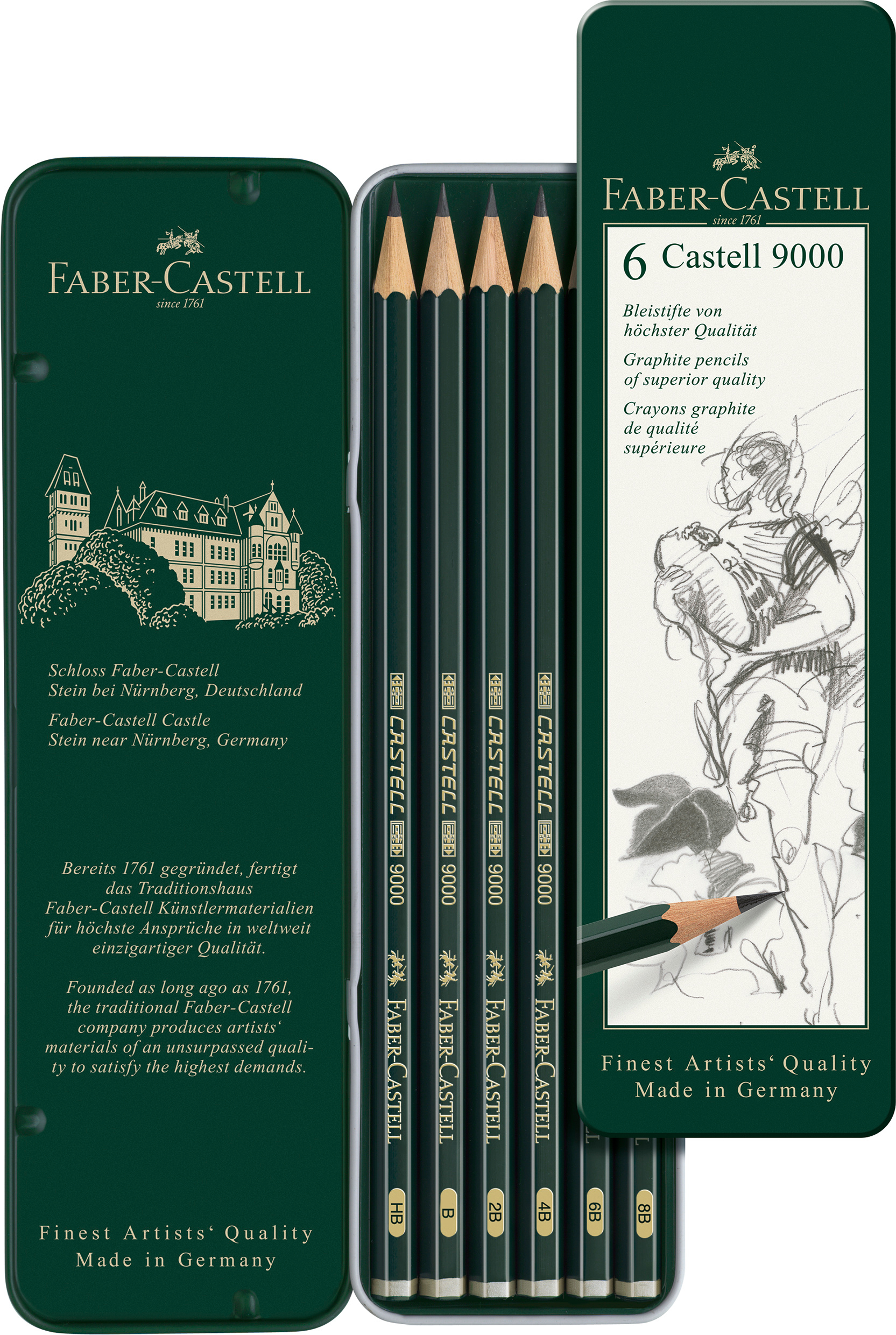 FABER-CASTELL Crayon CASTELL 9000 119063 metallic box 6 pcs.