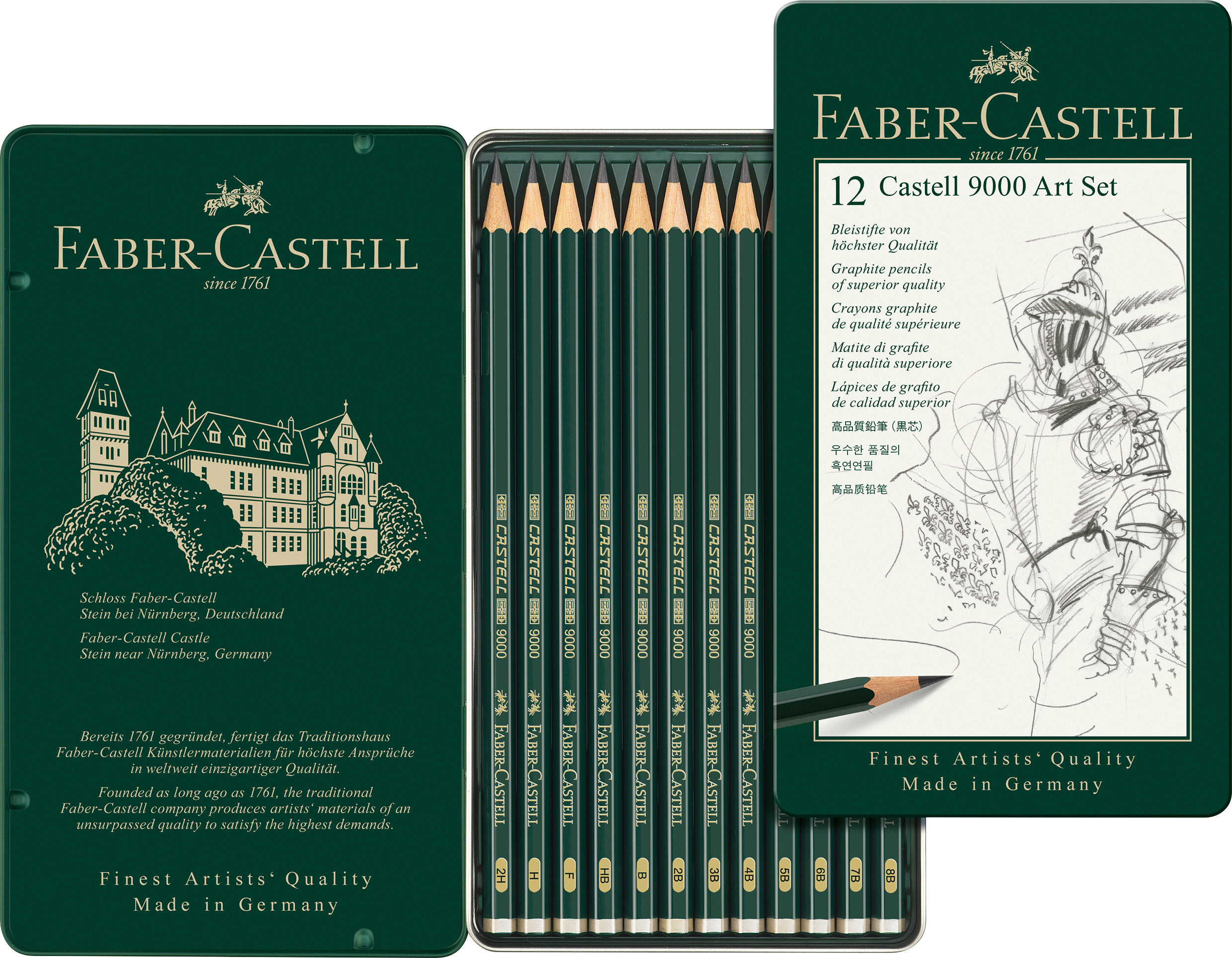 FABER-CASTELL Crayon 9000 8B-2H 119065 metallic, 12 pcs.