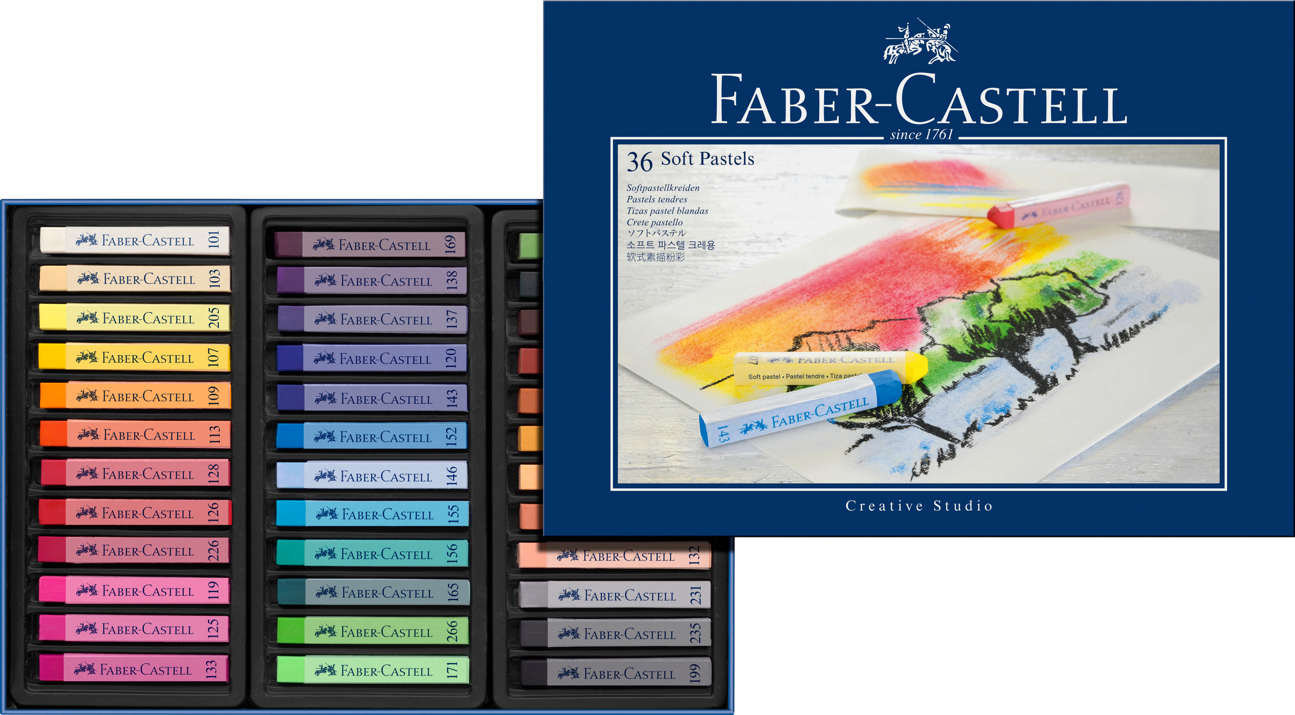 FABER-CASTELL craies pastels 128336 boîte en carton à 36 pce