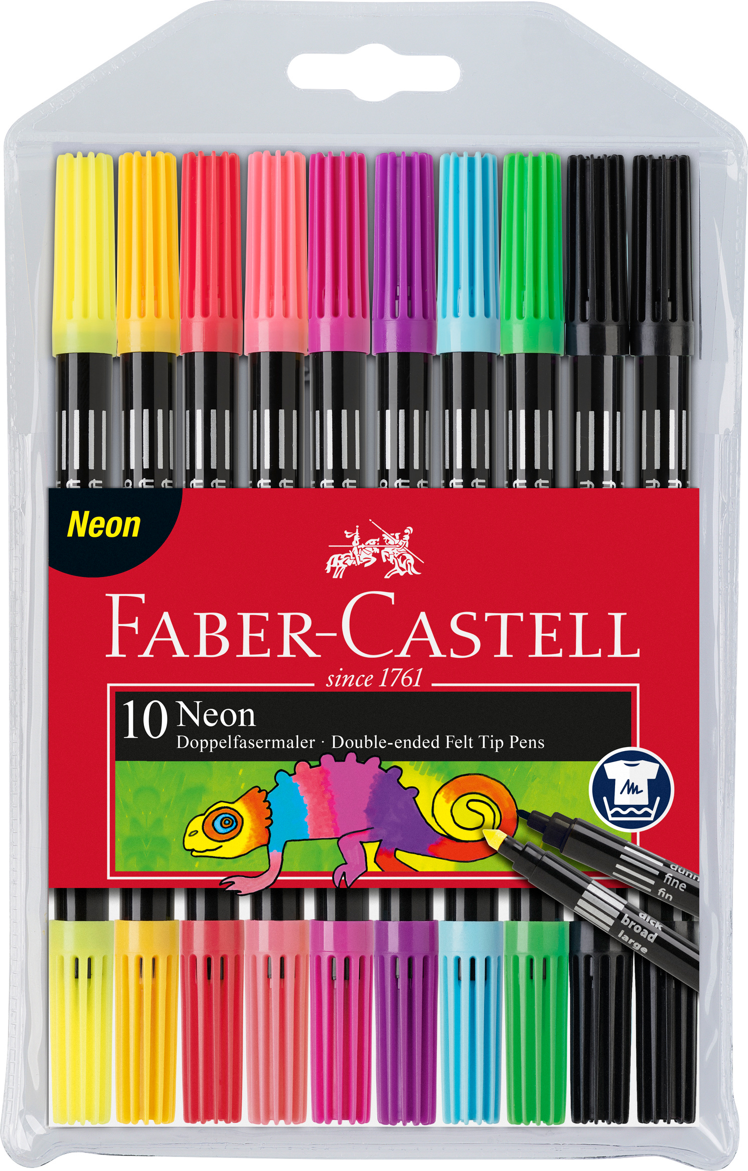 FABER-CASTELL Stylo Fibre 0,5mm/1,5mm 151109 neon, ass. 10 pcs.