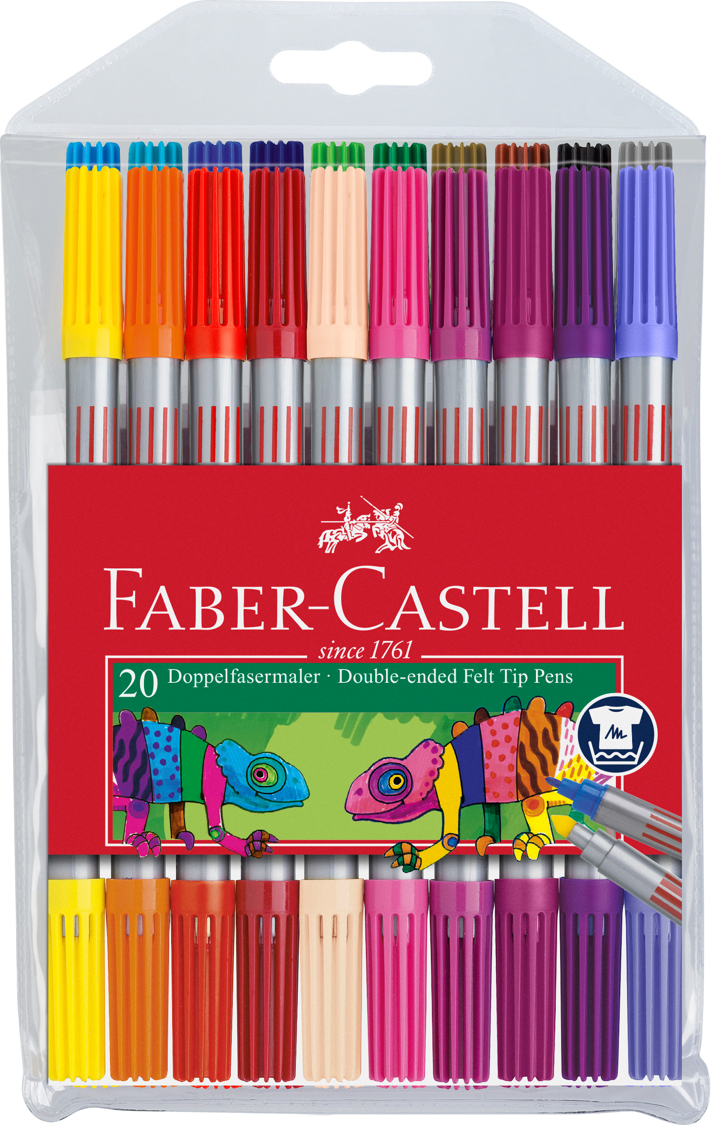 FABER-CASTELL Stylo Fibre 1/3-5mm 151119 20 couleurs , étui
