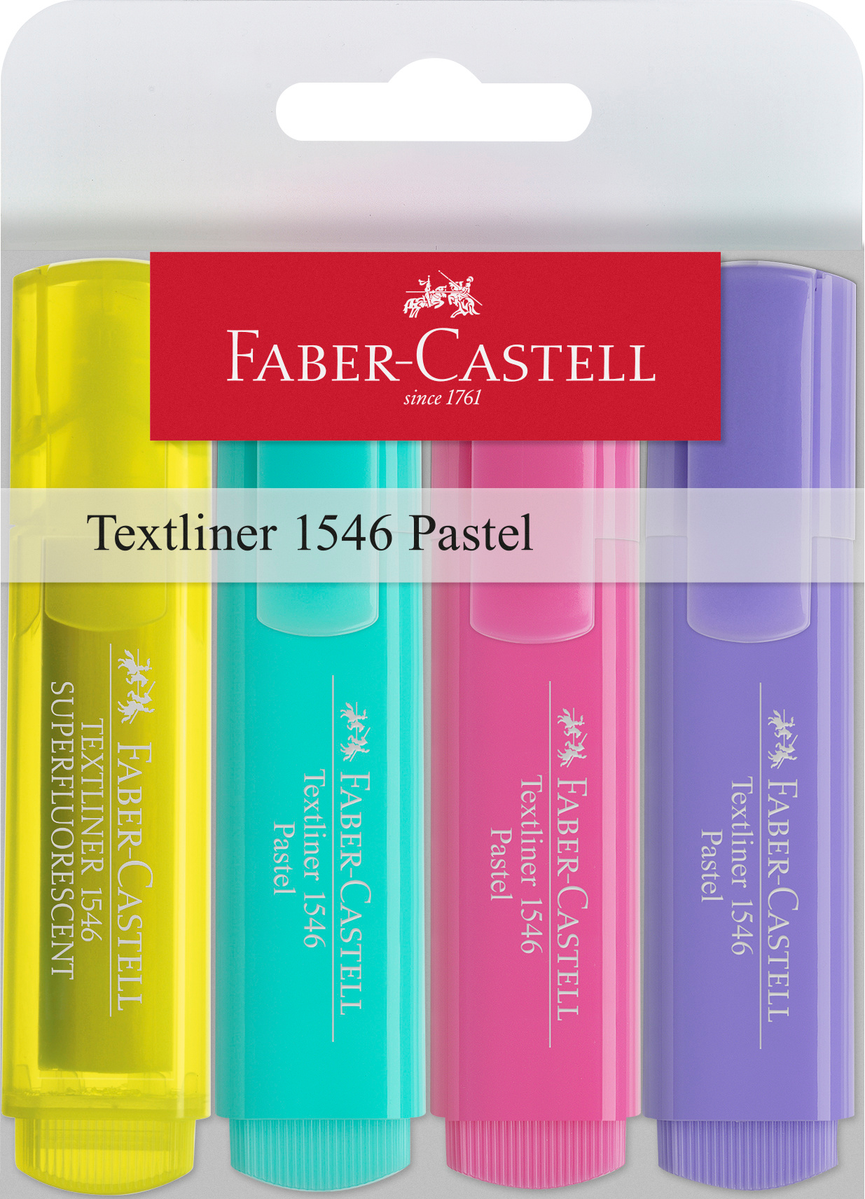 FABER-CASTELL Textliner 1546 Etui à 4 154610 rosé, lila, aquamarin, jaune