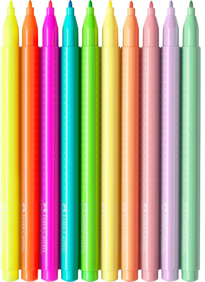 FABER-CASTELL Grip Colours 155312 10 couleurs, Neon et pastel