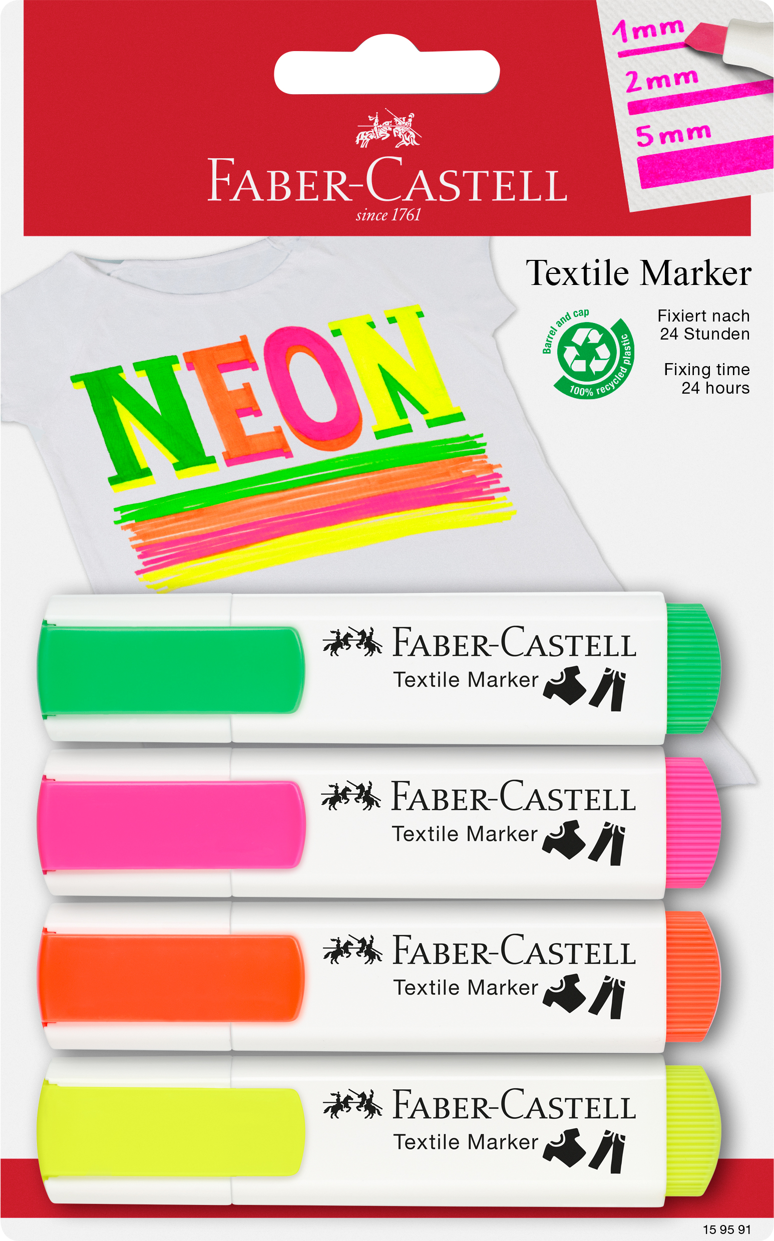 FABER-CASTELL Marqueurs textiles 1.2-5mm 159591 multicolor 4 pcs. multicolor 4 pcs.