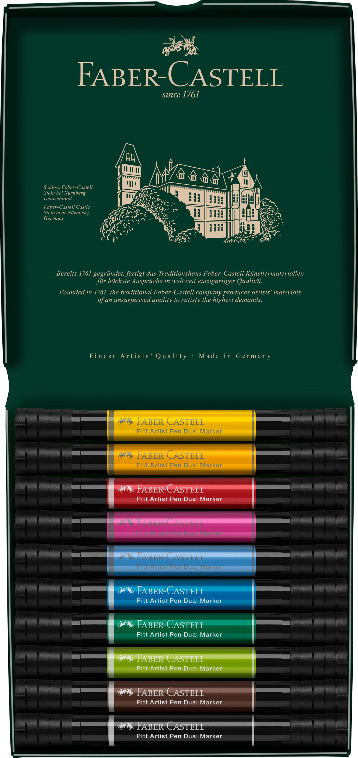 FABER-CASTELL Artist Pen Dual Marker 0.8mm 162010 10 couleurs, étui