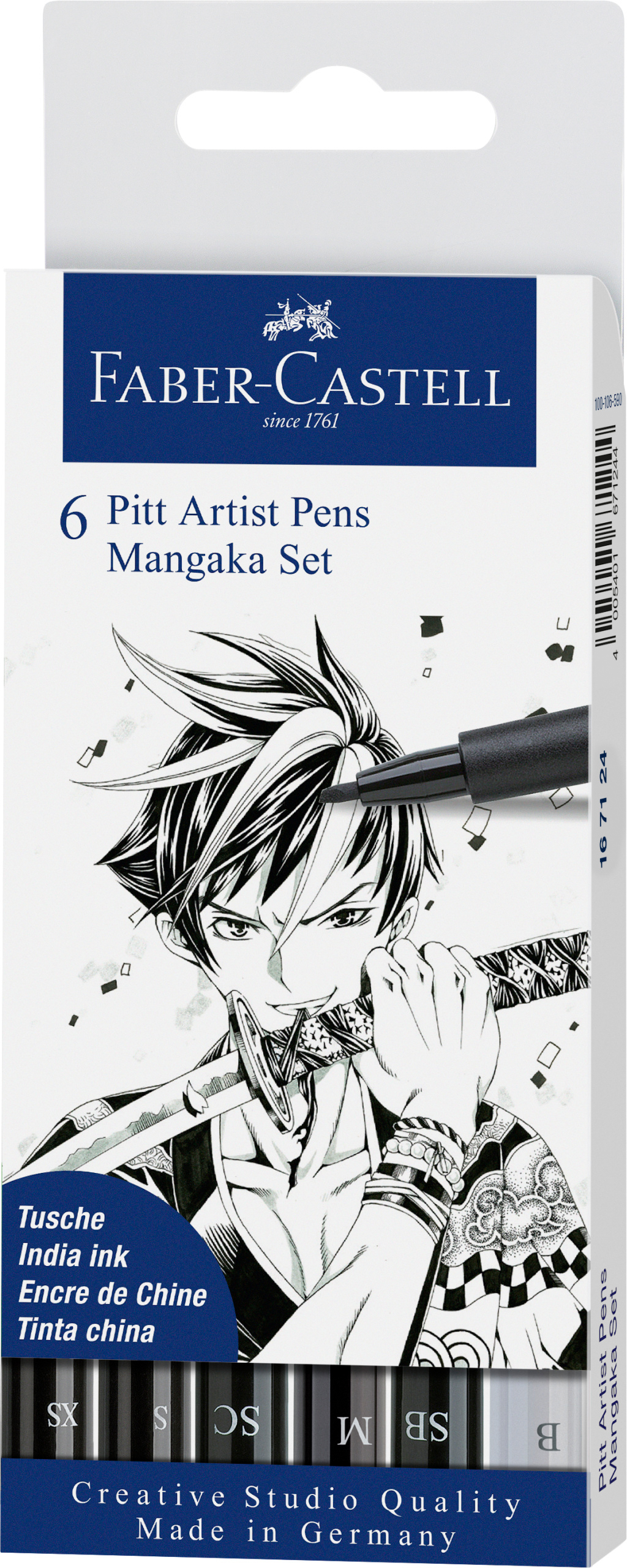 FABER-CASTELL Pitt Artist Pen Manga Mangaka 167124 noir 6 pcs.