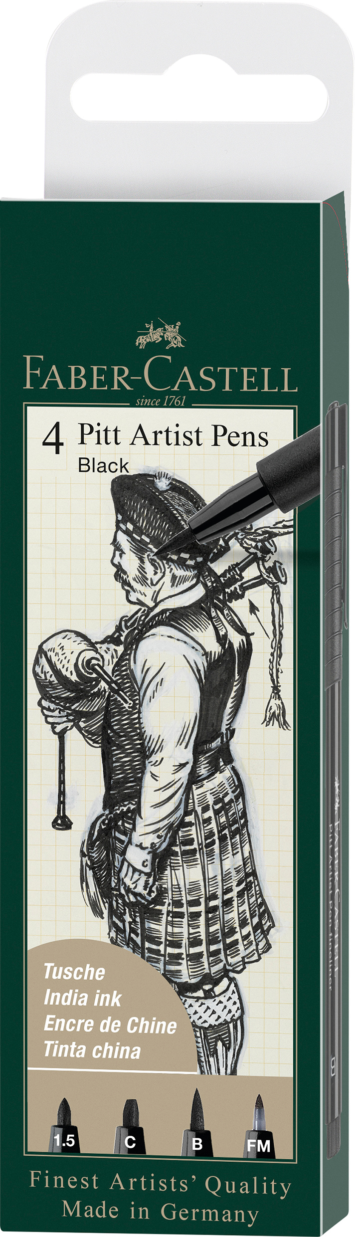 FABER-CASTELL Artist Pen Ink Pen 167153 noir 4 pcs.