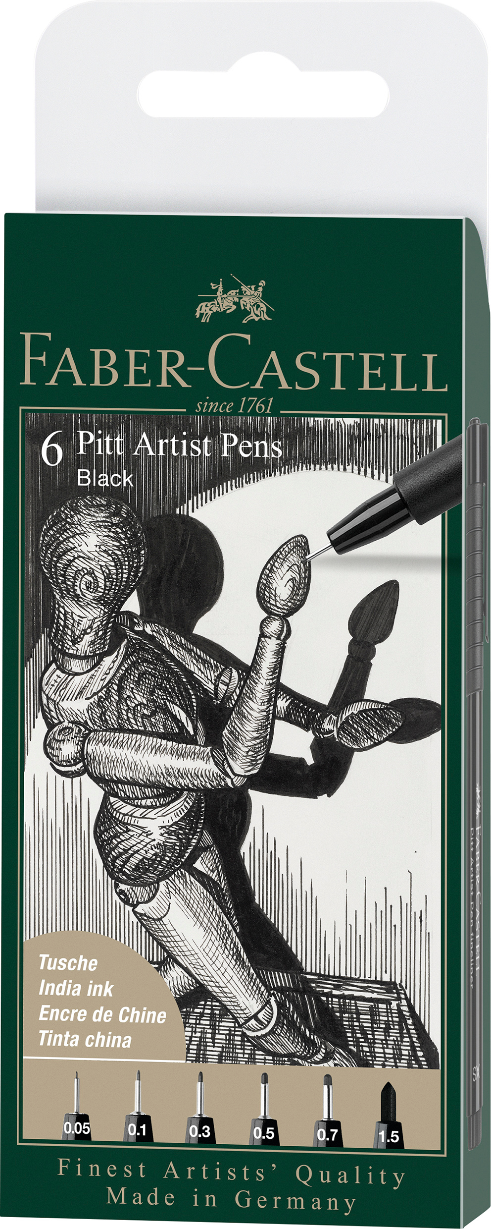 FABER-CASTELL Artist Pen Ink Pen 167154 noir 6 pcs.