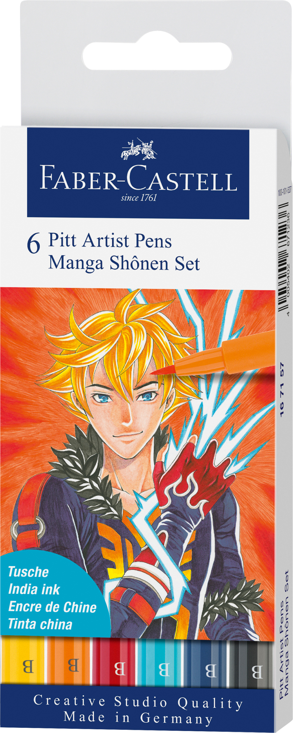 FABER-CASTELL Pitt Artist Pen Manga Shônen 167157 couleurs 6 pcs.