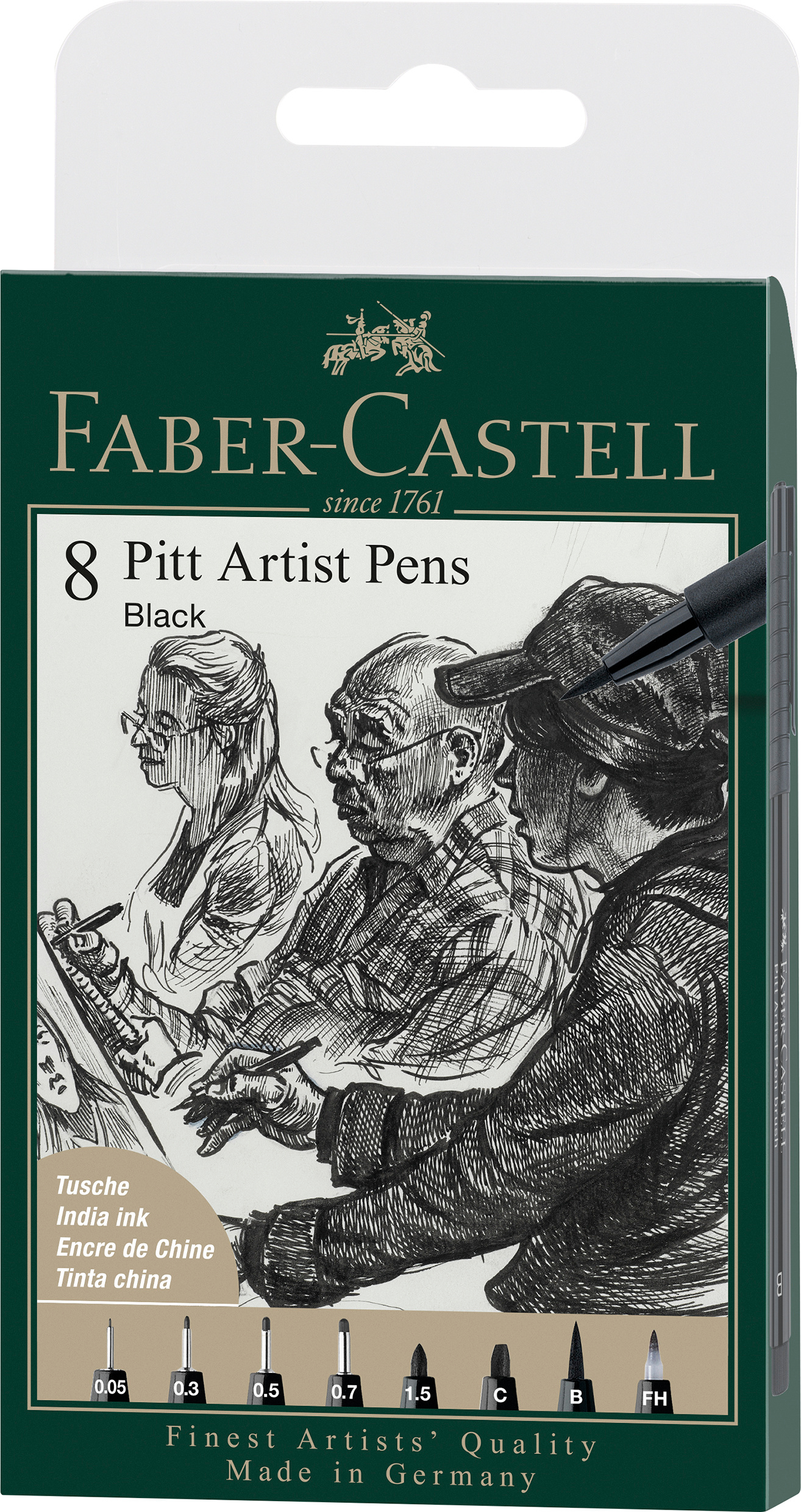 FABER-CASTELL Artist Pen Ink Pen 167158 noir 8 pcs.