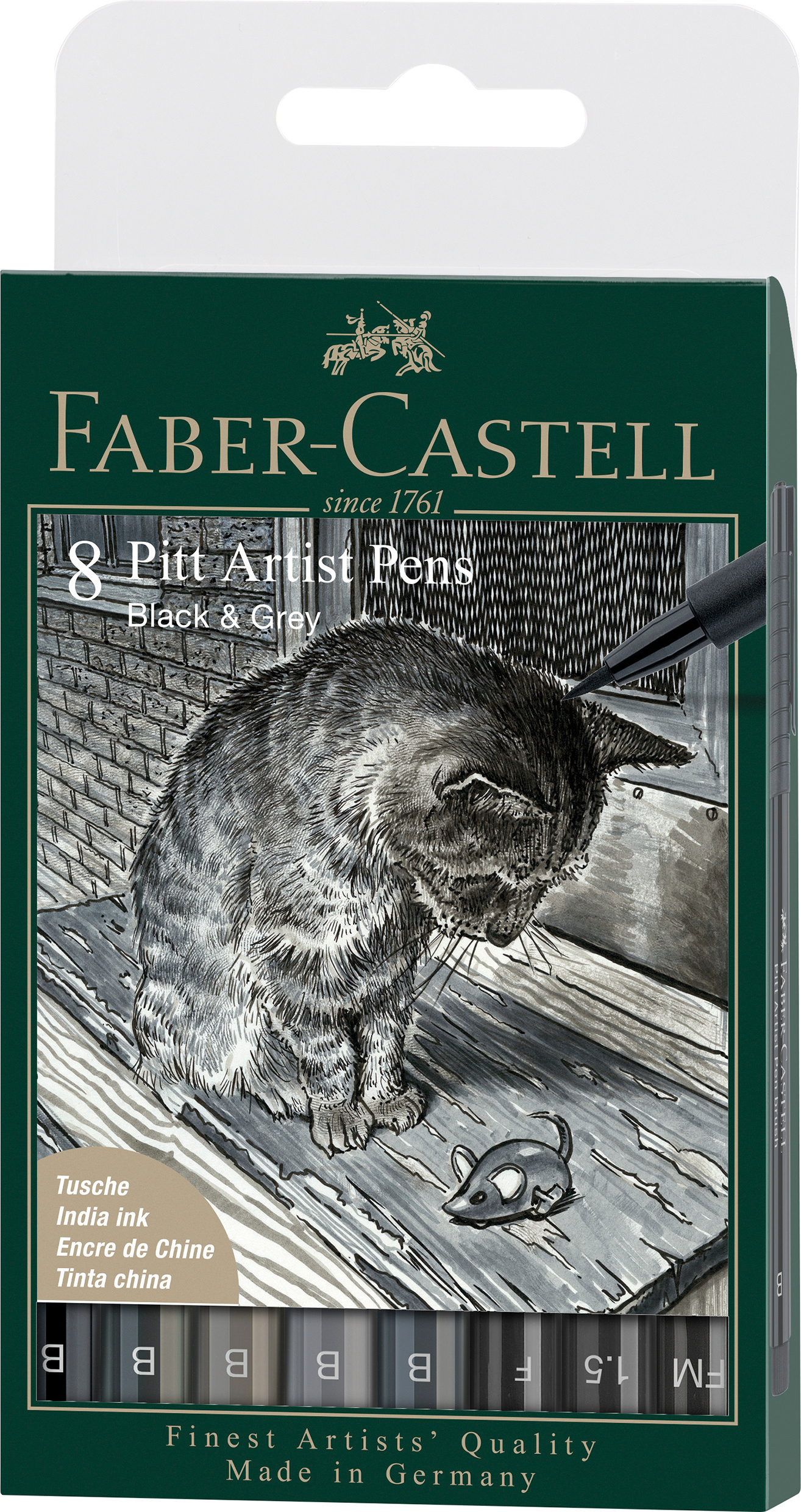 FABER-CASTELL Artist Pen Ink Pen 167171 noir, gris 8 pcs. noir, gris 8 pcs.