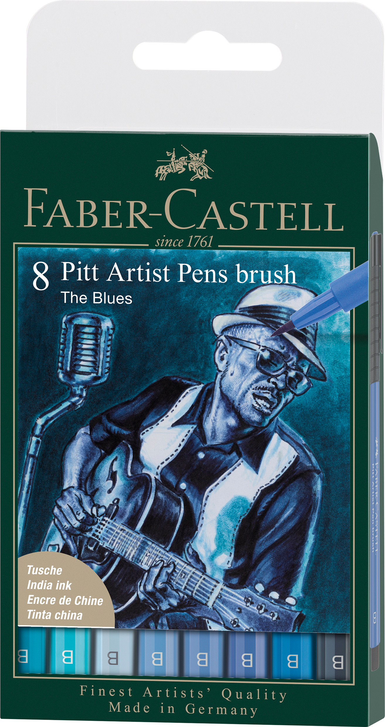 FABER-CASTELL Artist Pen Ink Pen 167173 Blues 8 pcs.