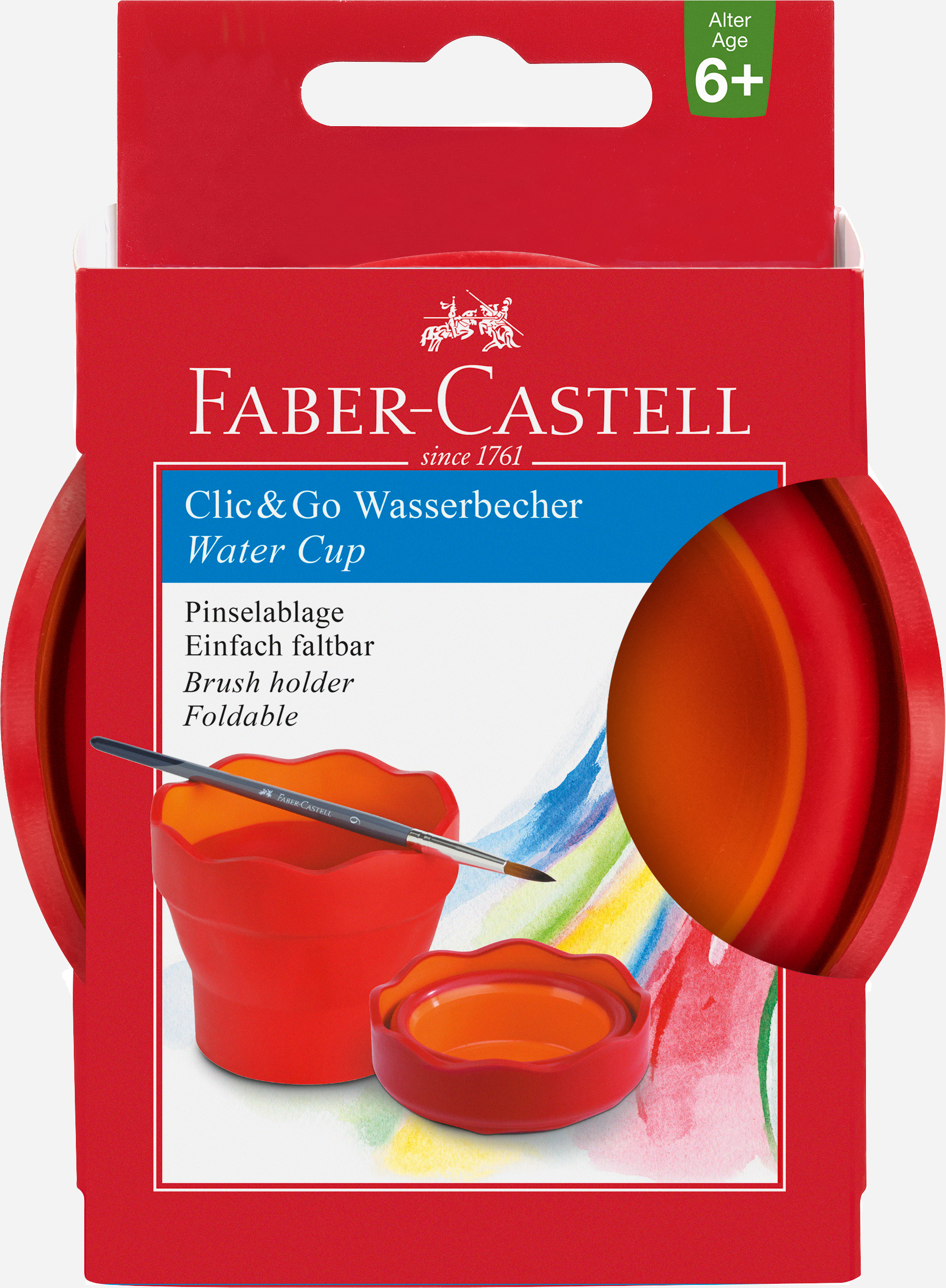 FABER-CASTELL Godet d'eau CLIC & GO 181517 rouge, pour pinceau