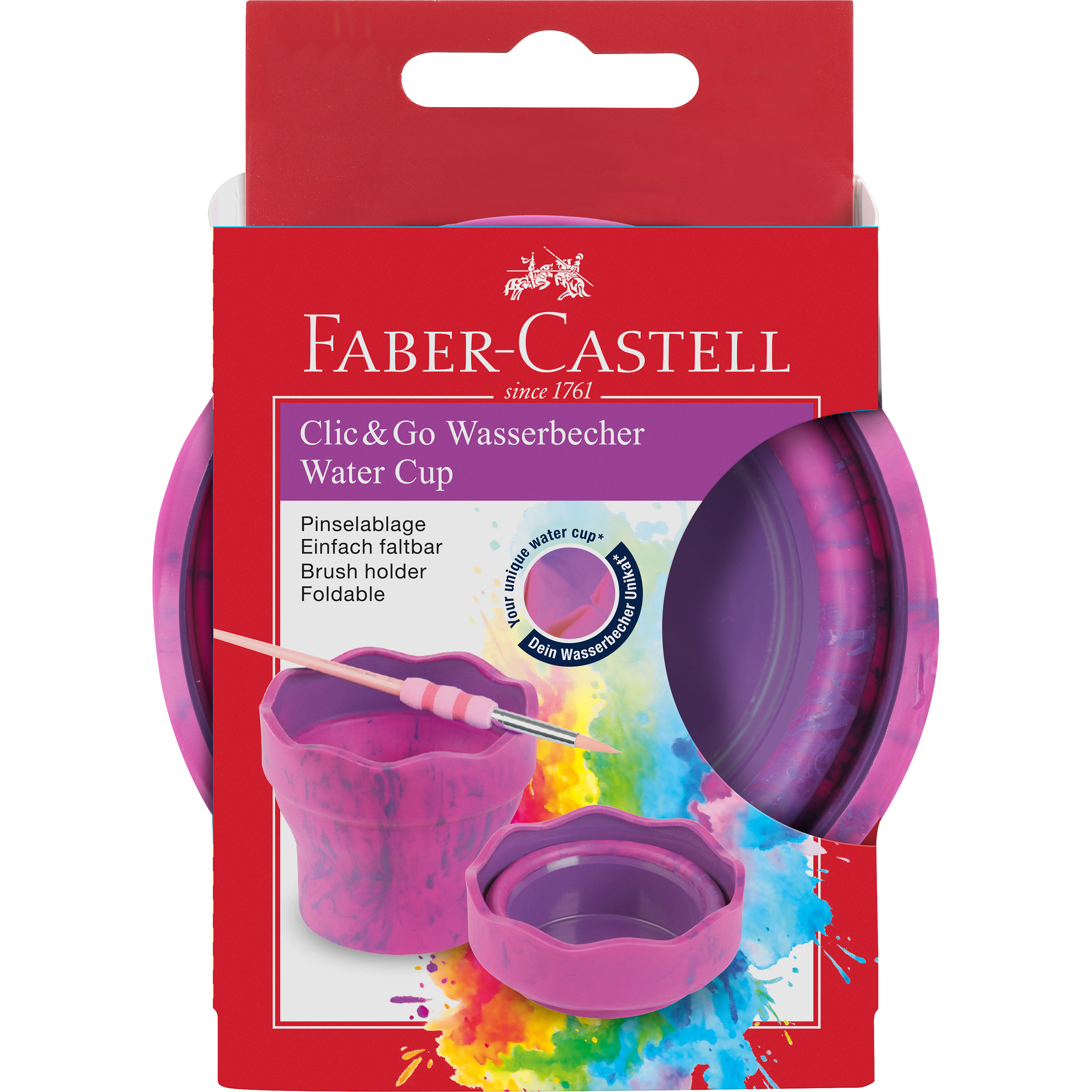 photo FABER-CASTELL Godet d'eau Clic&Go 181527 rose, pour pinceau