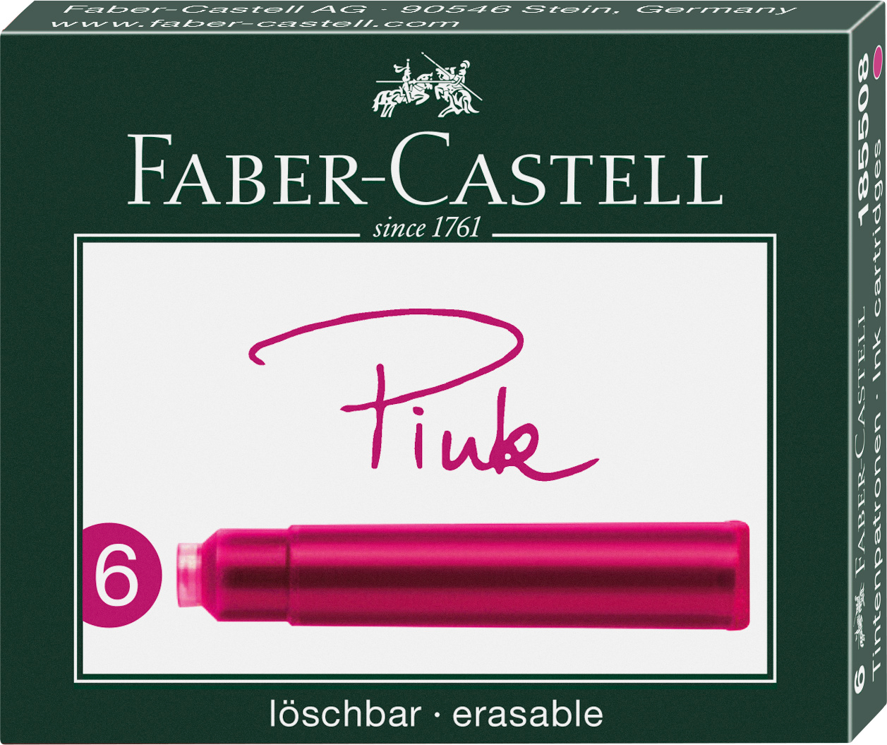 FABER-CASTELL Cartouche d'encre, pink 185508 boîte en carton à 6 pcs. boîte en carton à 6 pcs.