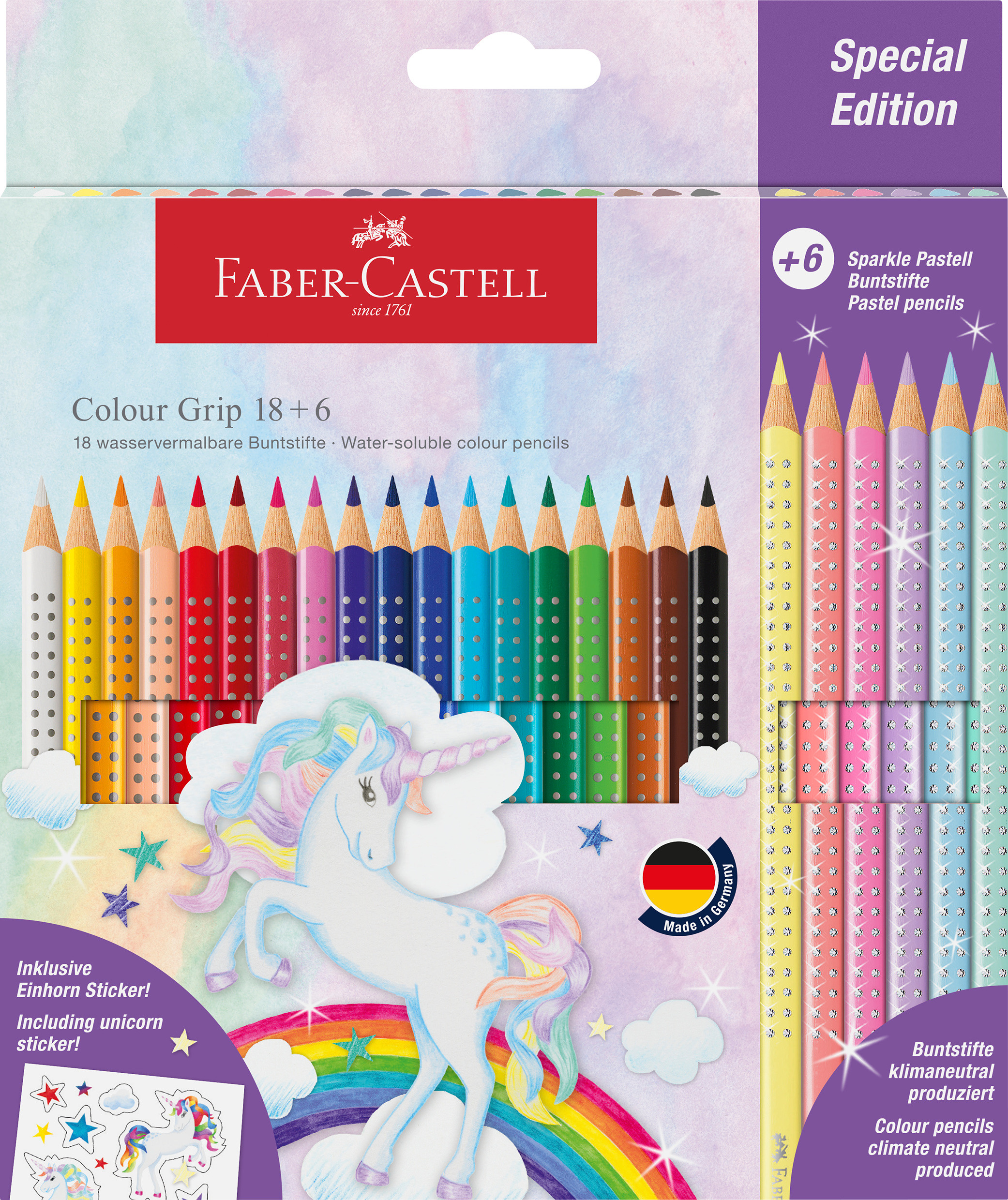 FABER-CASTELL Crayon de couleur Colour Grip 201543 Licorne 18 + 6