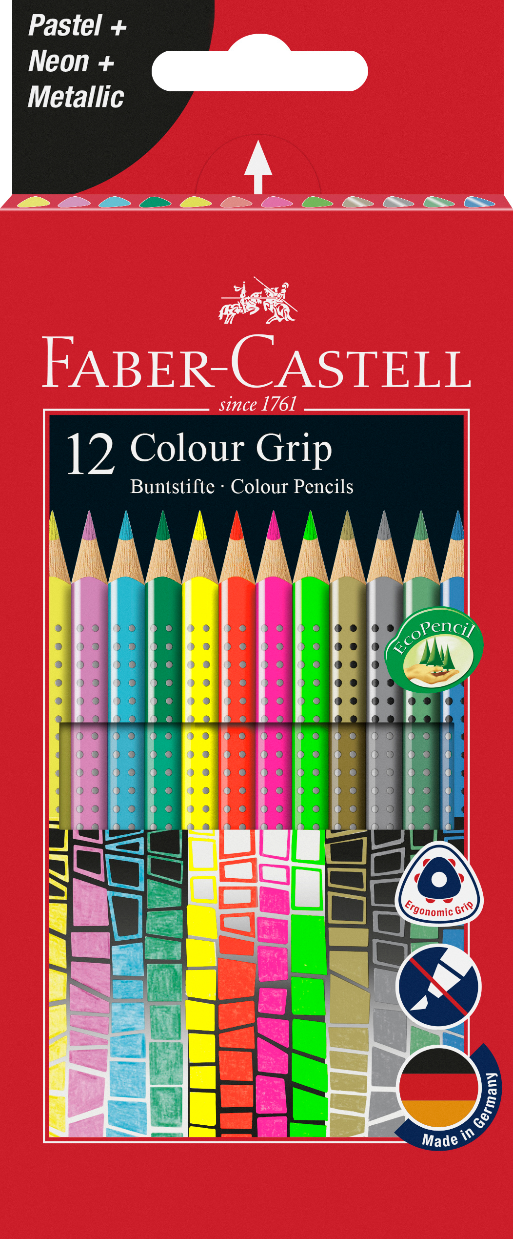 FABER-CASTELL Colour Grip en boîte 201569 4xPastell,4xNeon, 4xMetallic